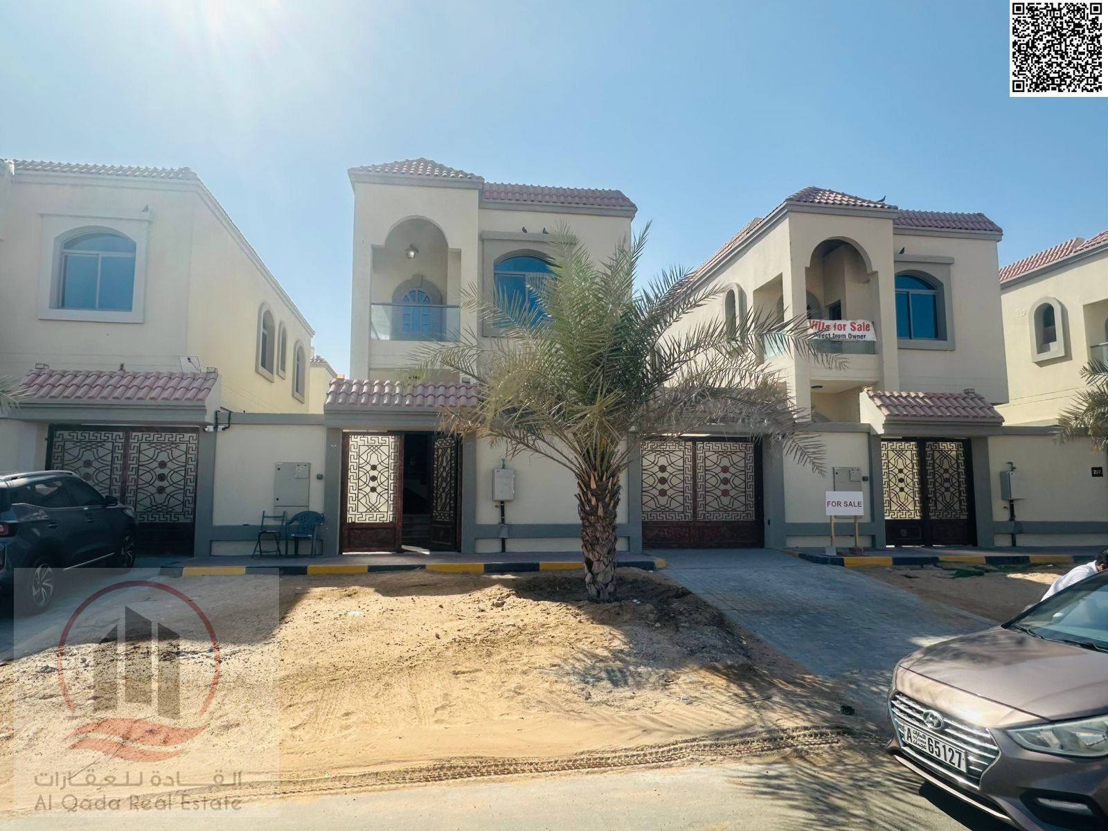 Villa for sale in Ajman Al Helio, 4 bedrooms, majlis and hall, excellent location, includes water, electricity and central air conditioning