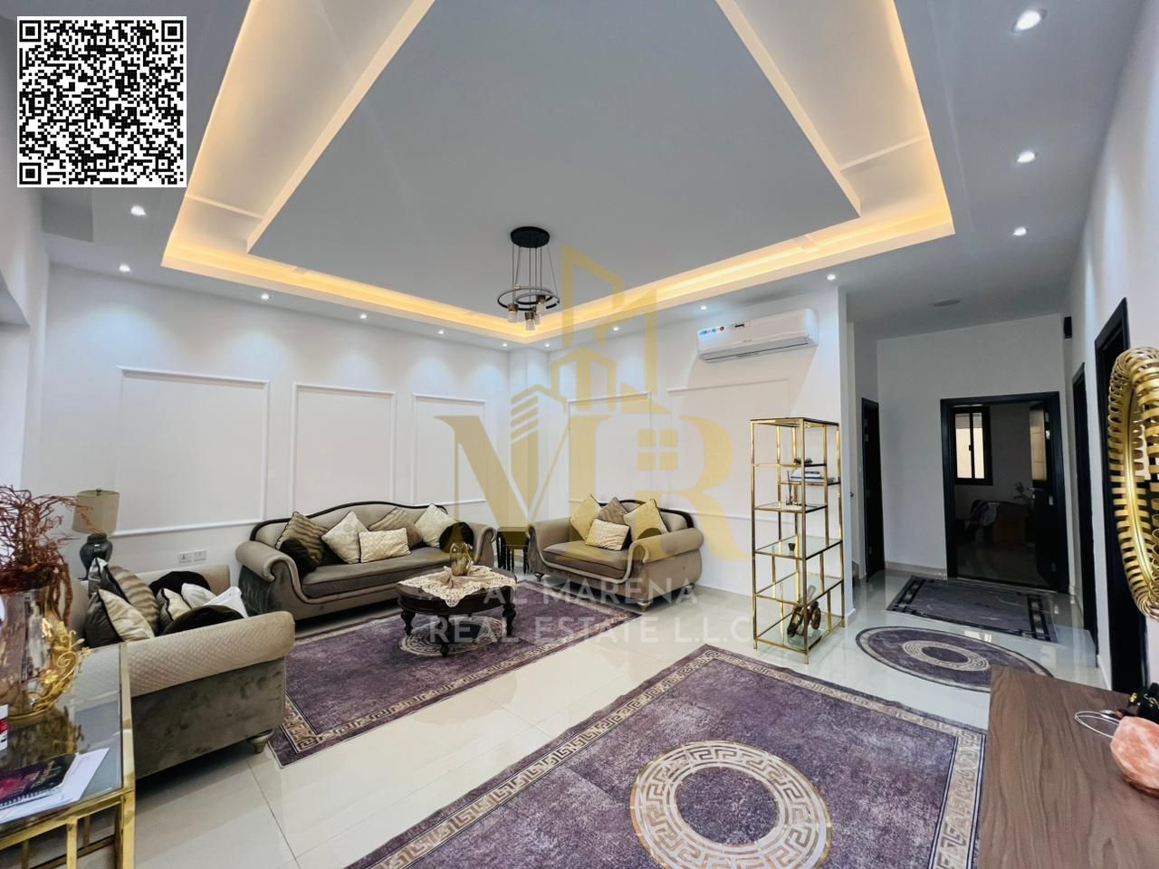 Luxury super deluxe villa for sale in Al Amrah area, Ajman, price includes electricity, water, and air conditioning. A distinctive villa with a modern