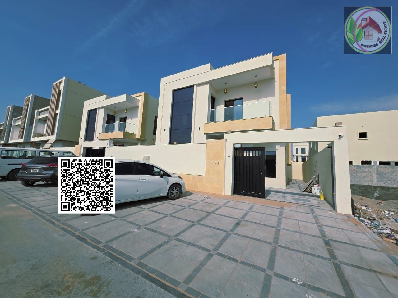 A luxurious villa located in the Al Zahia area, boasting a prime location and a modern design that prioritizes comfort and privacy.