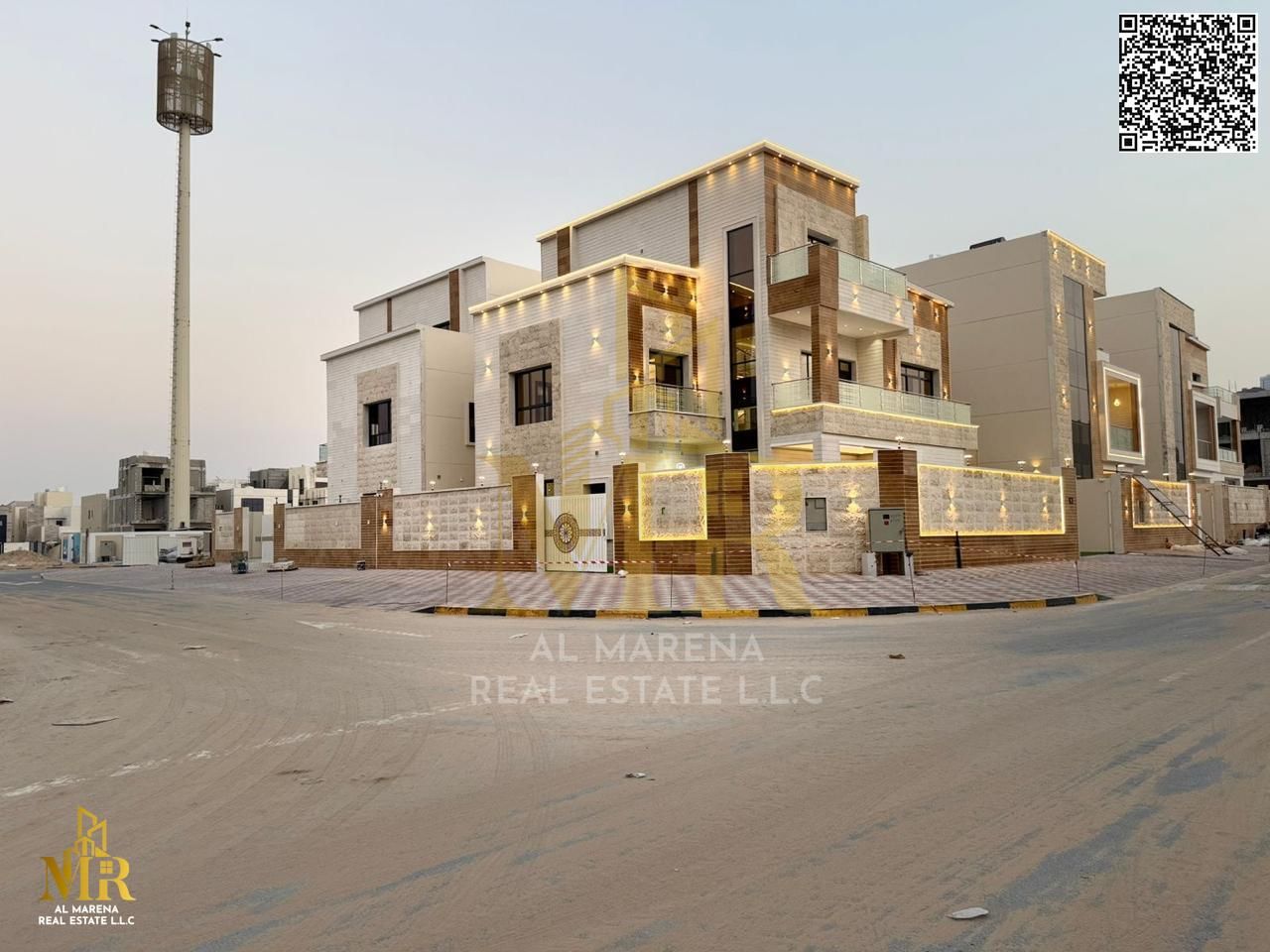 Corner villa near Sheikh Mohammed Bin Zayed Road and the mall, 4200 sq. ft, 2 floors + roof, 6 master bedrooms, price includes registration & ownership