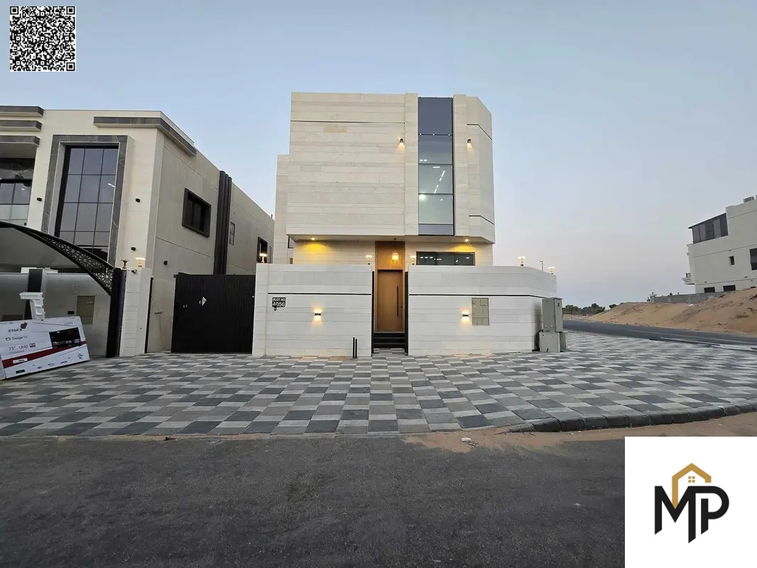 Luxury corner villa for sale in Al Helio 2 - Ajman | Elegant design and high-end finishes. Price includes registration.