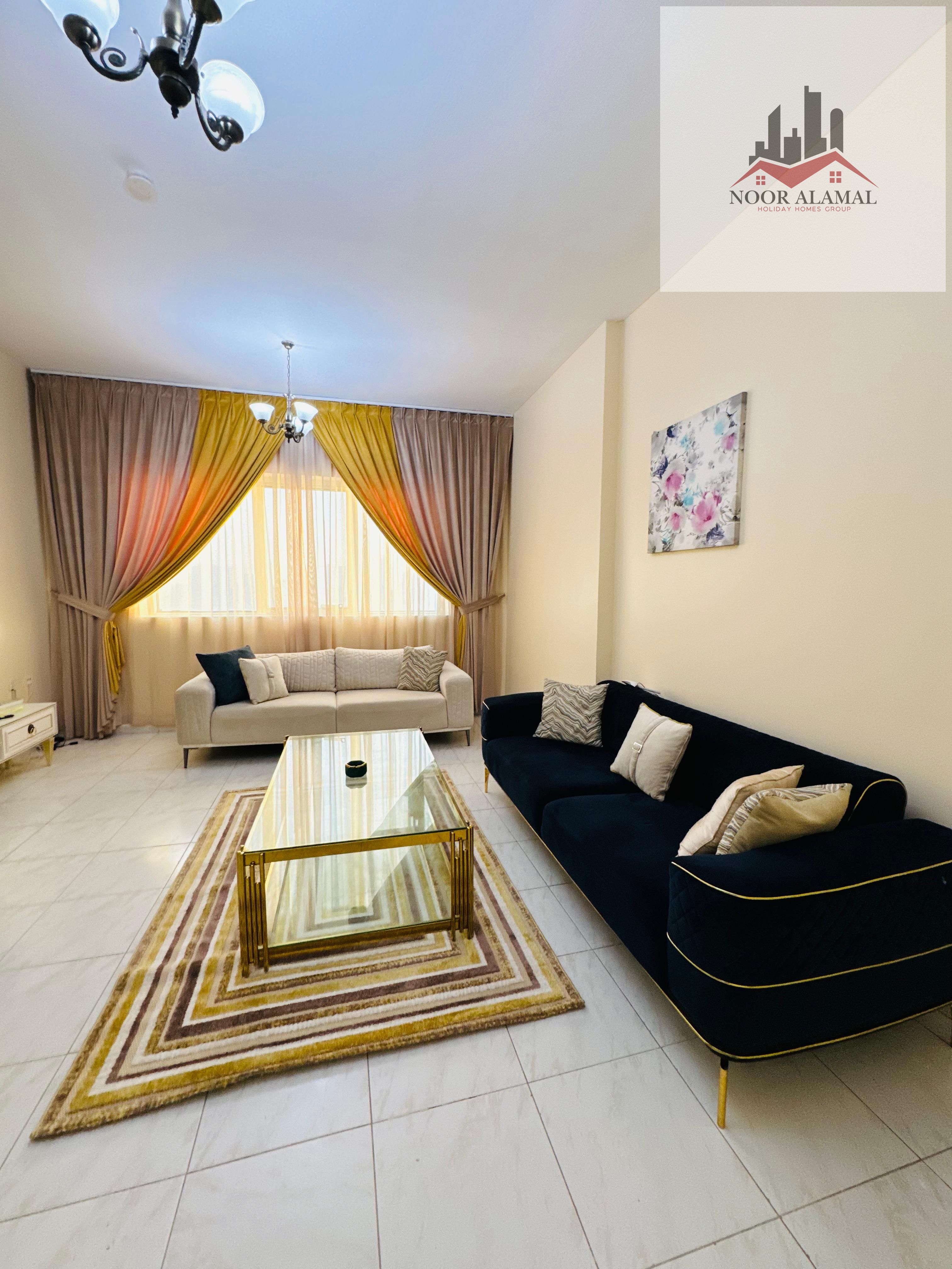 Sharjah, Al Taawun, Oriana Hospital Street, one bedroom, living room, super deluxe, and two bathrooms. Price: 5500 AED including internet only.