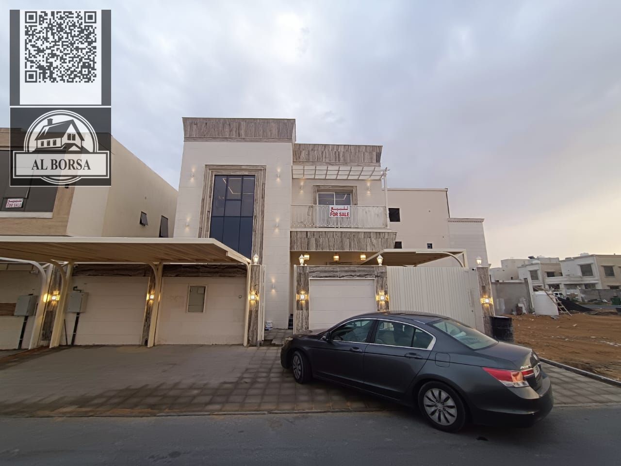 For sale in Al Zahia: a villa with 5 bedrooms, a living room, and a majlis (formal sitting room), including electricity, water, central air conditioni