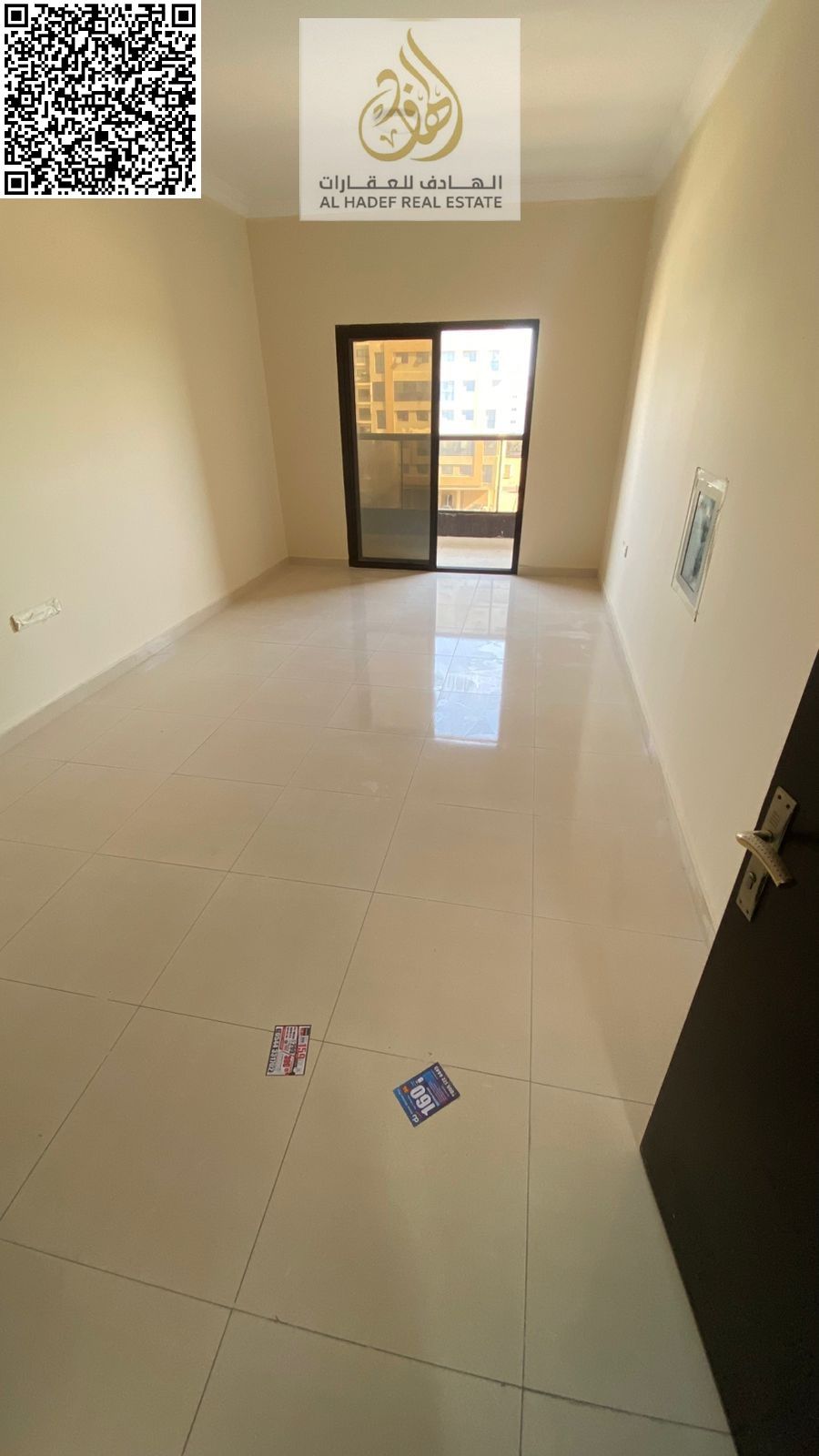 Two bedrooms and a living room with a balcony, three bathrooms