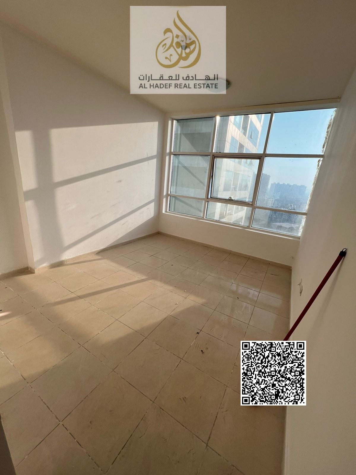 Two bedrooms and a living room with a balcony, three bathrooms