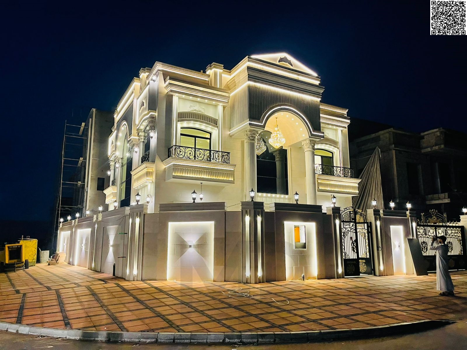 A luxurious, modern corner villa with a full stone facade and an ultra-luxurious interior with top-of-the-line hotel-style finishes, including registr