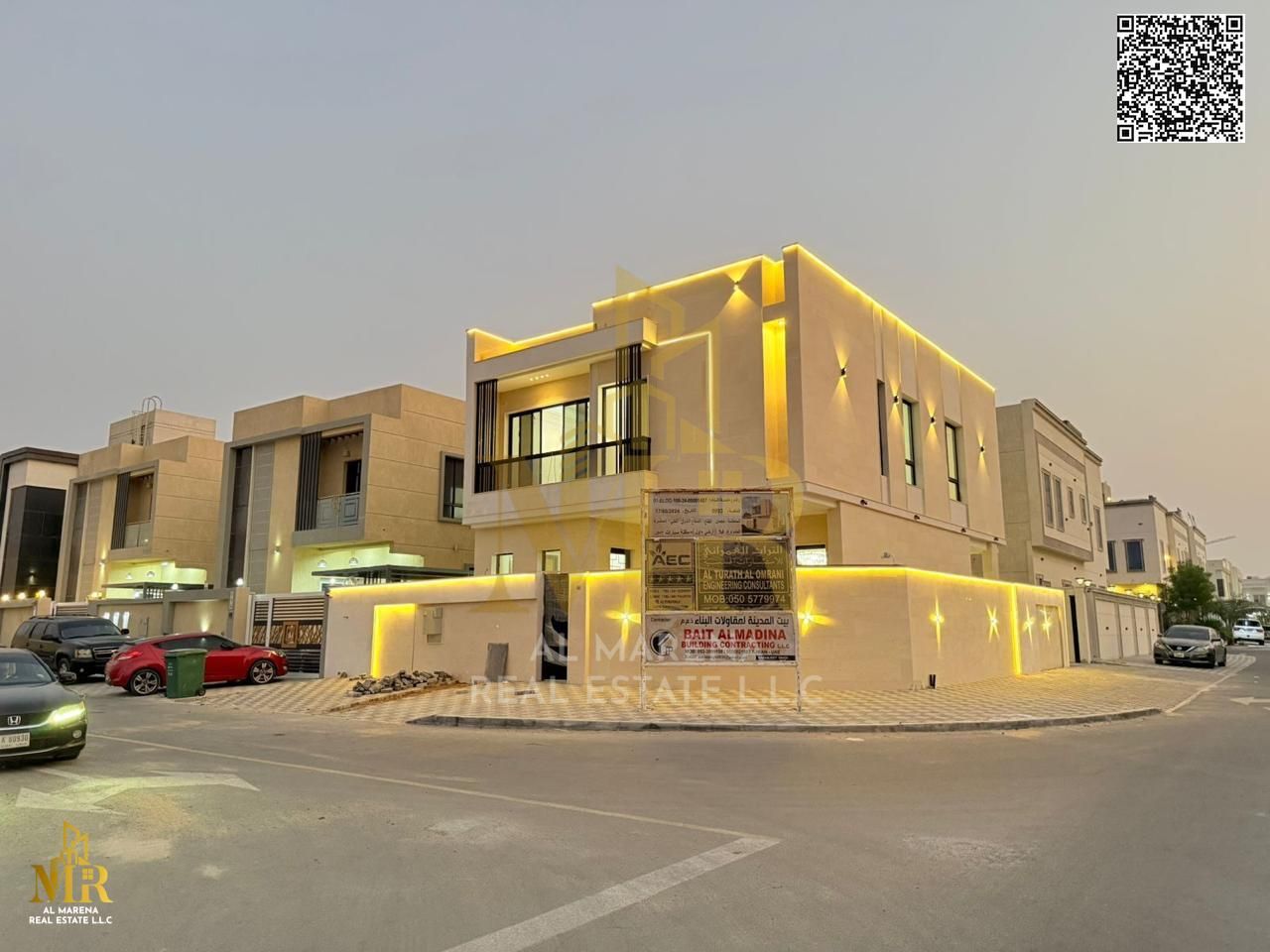 Corner villa in a prime location opposite Azha Complex, 2 floors, 4 bedrooms, all-inclusive price covering fees and registration, ideal for living or