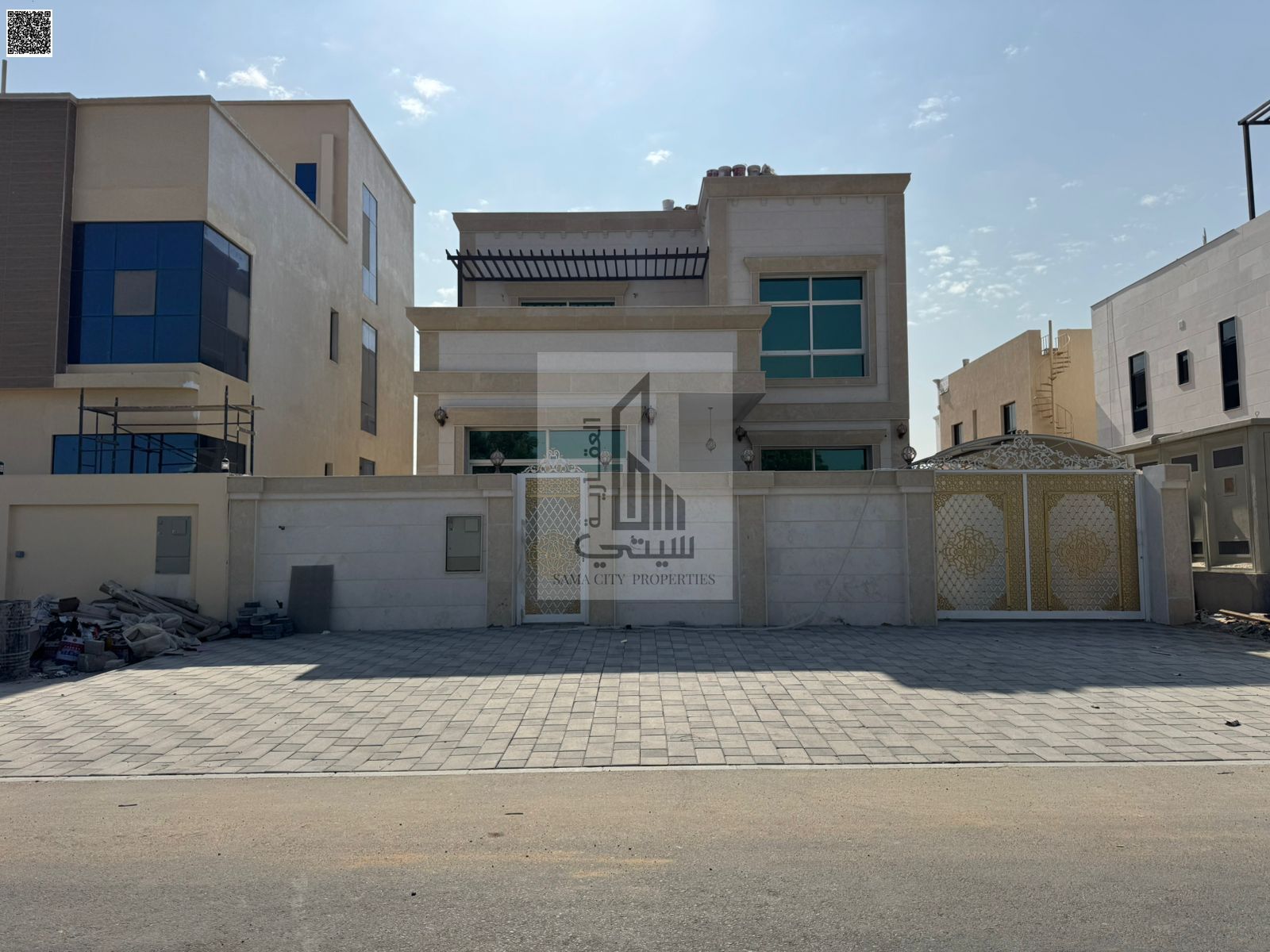 Luxury villa for sale on a street and railway