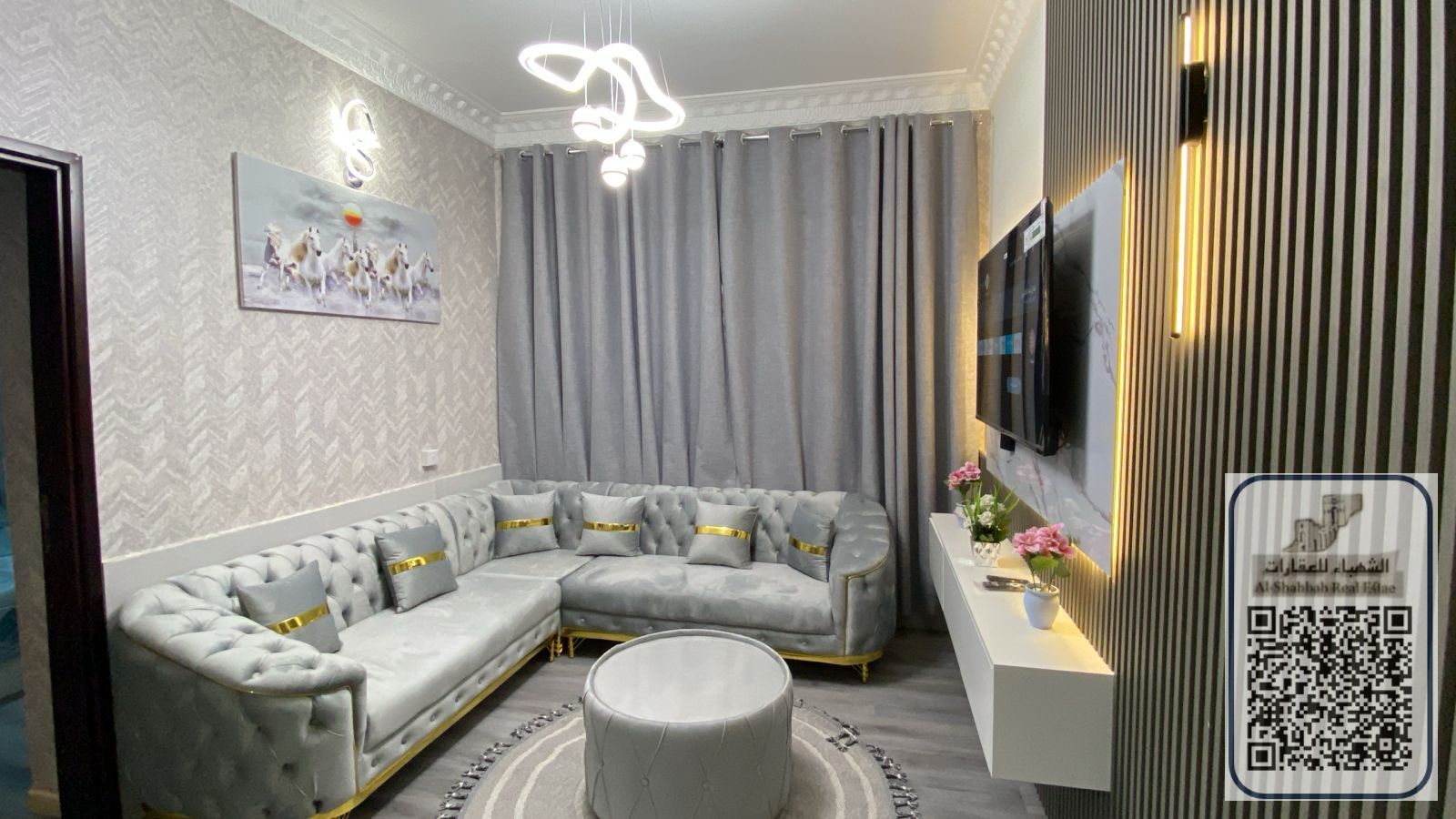 Furnished one-bedroom apartment in a prime location on the Dubai-Sharjah exit