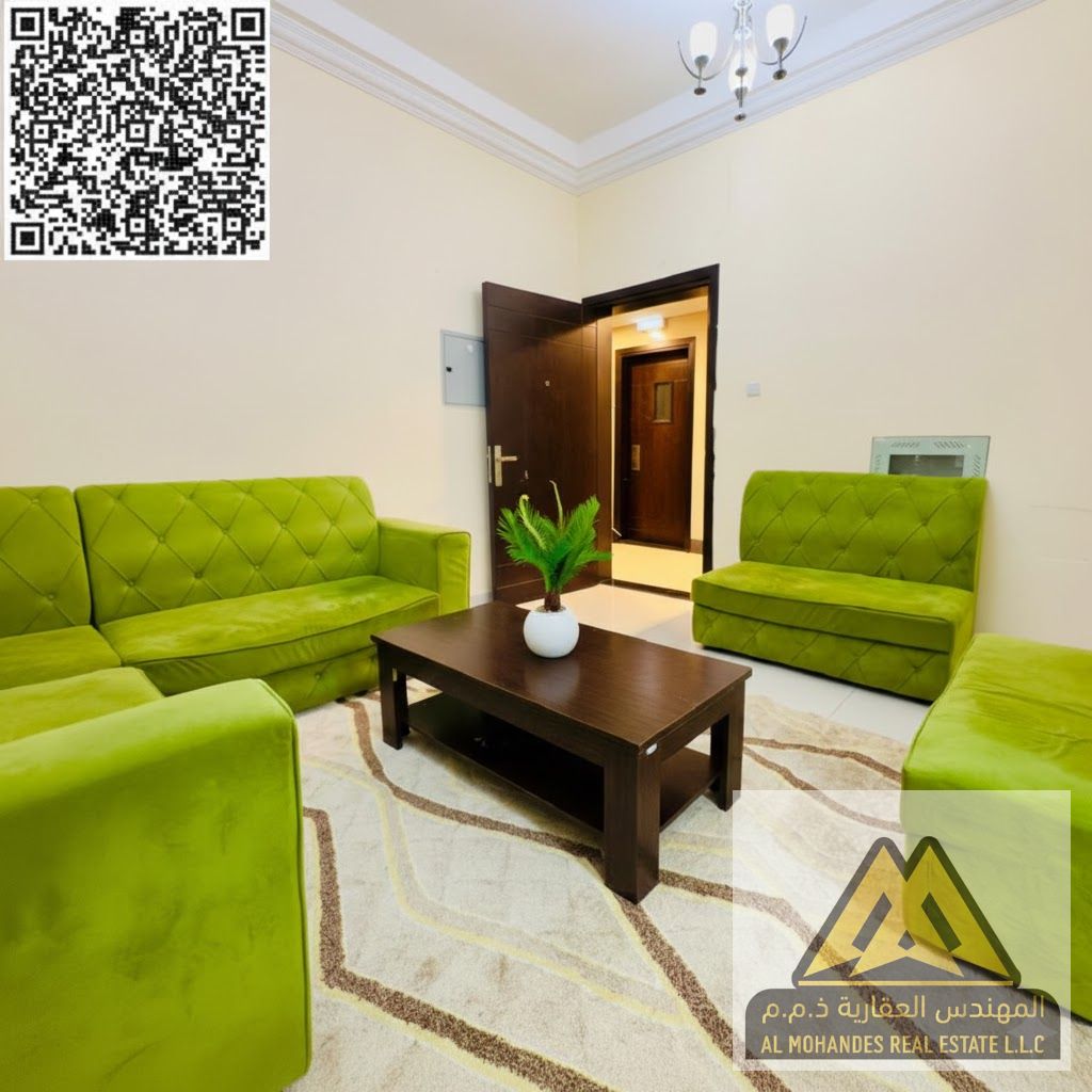 Two bathrooms | High-end finishing and a prime location near the Sharjah and Dubai exit | Balcony with a stunning view | Central air conditioning