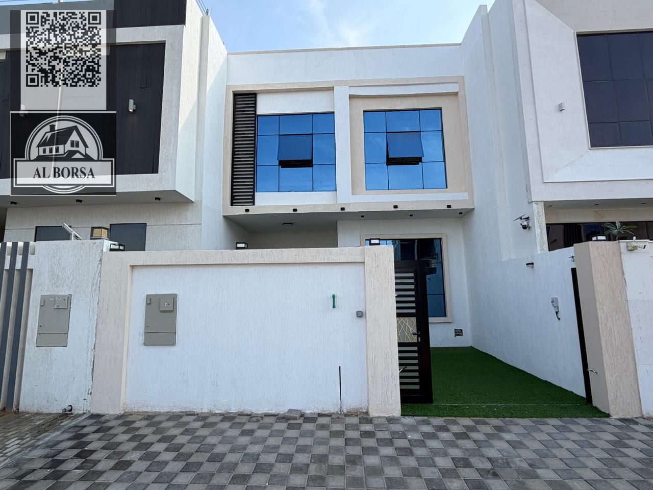 For sale in Al Zahia, a two-floors townhouse with 3 master bedrooms, a living room, and a majlis. Freehold ownership available to all nationalities.