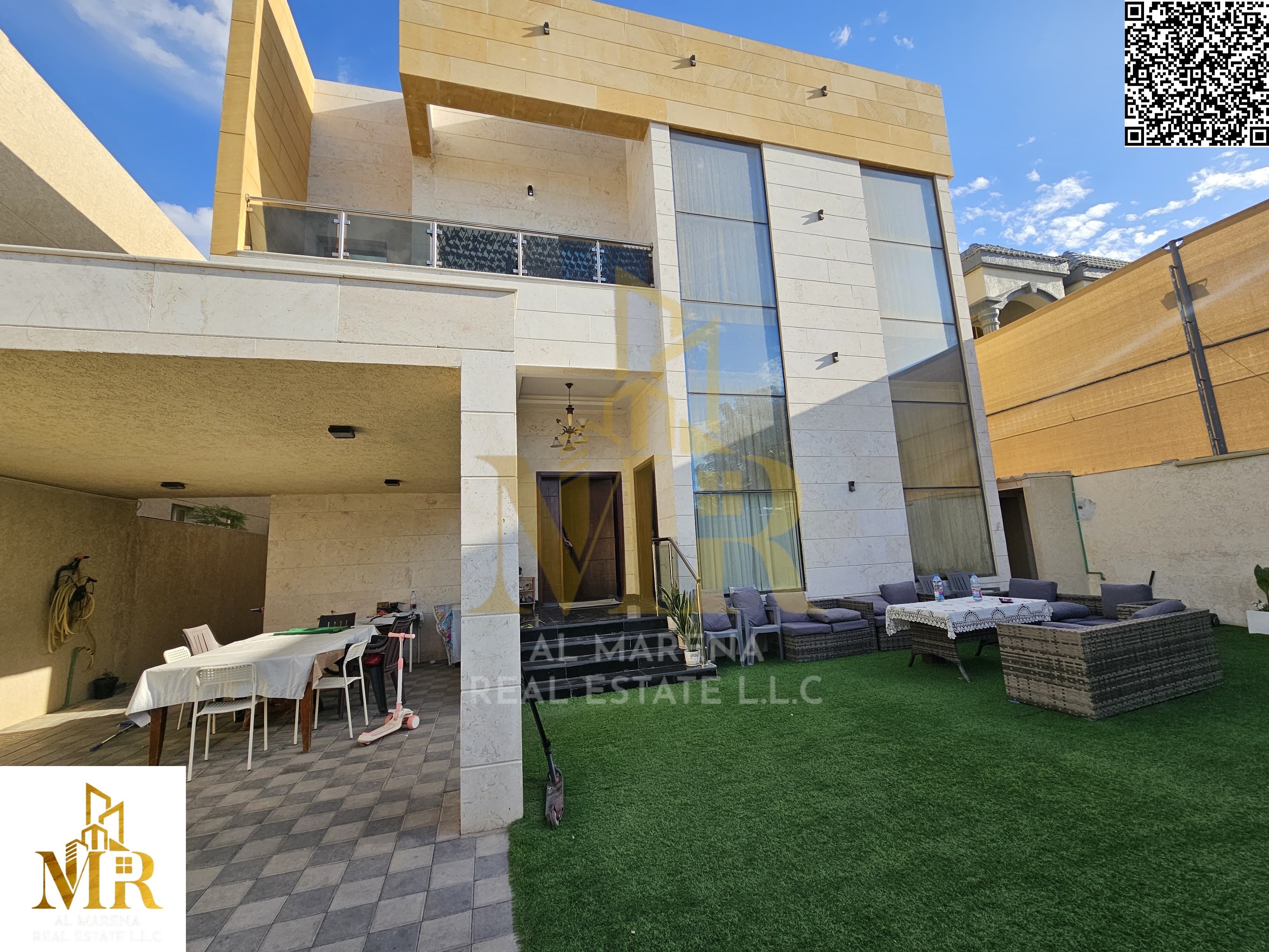 Villa for sale in Al Muwaihat 3, freehold, central air conditioning, at a very special price, including water, electricity, and air conditioners. Vil