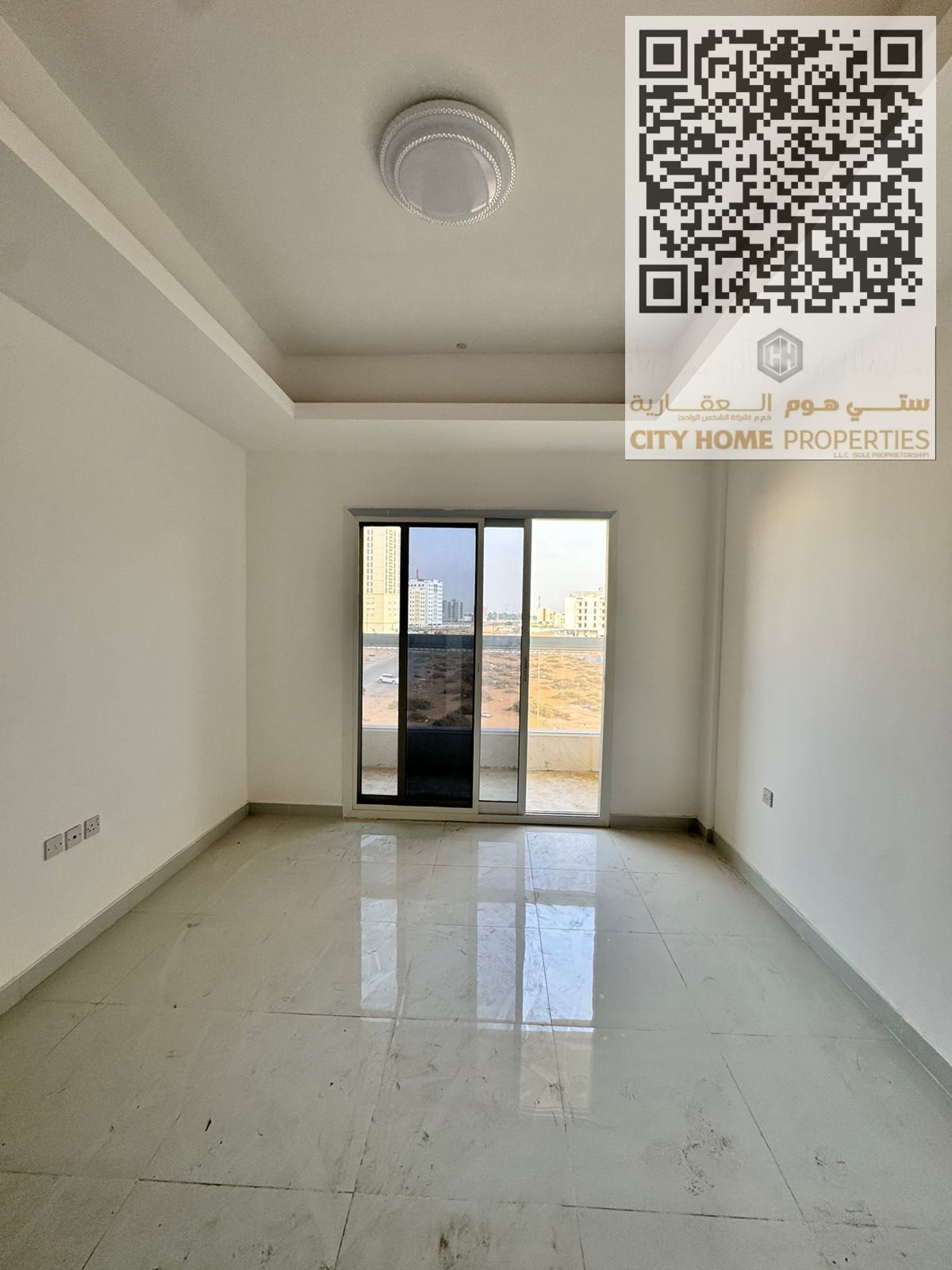 A first occupancy 1 Bedroom + Living Room apartment is available for annual rent in Al Yasmeen, Ajman. The apartment is located in a new, high-quality