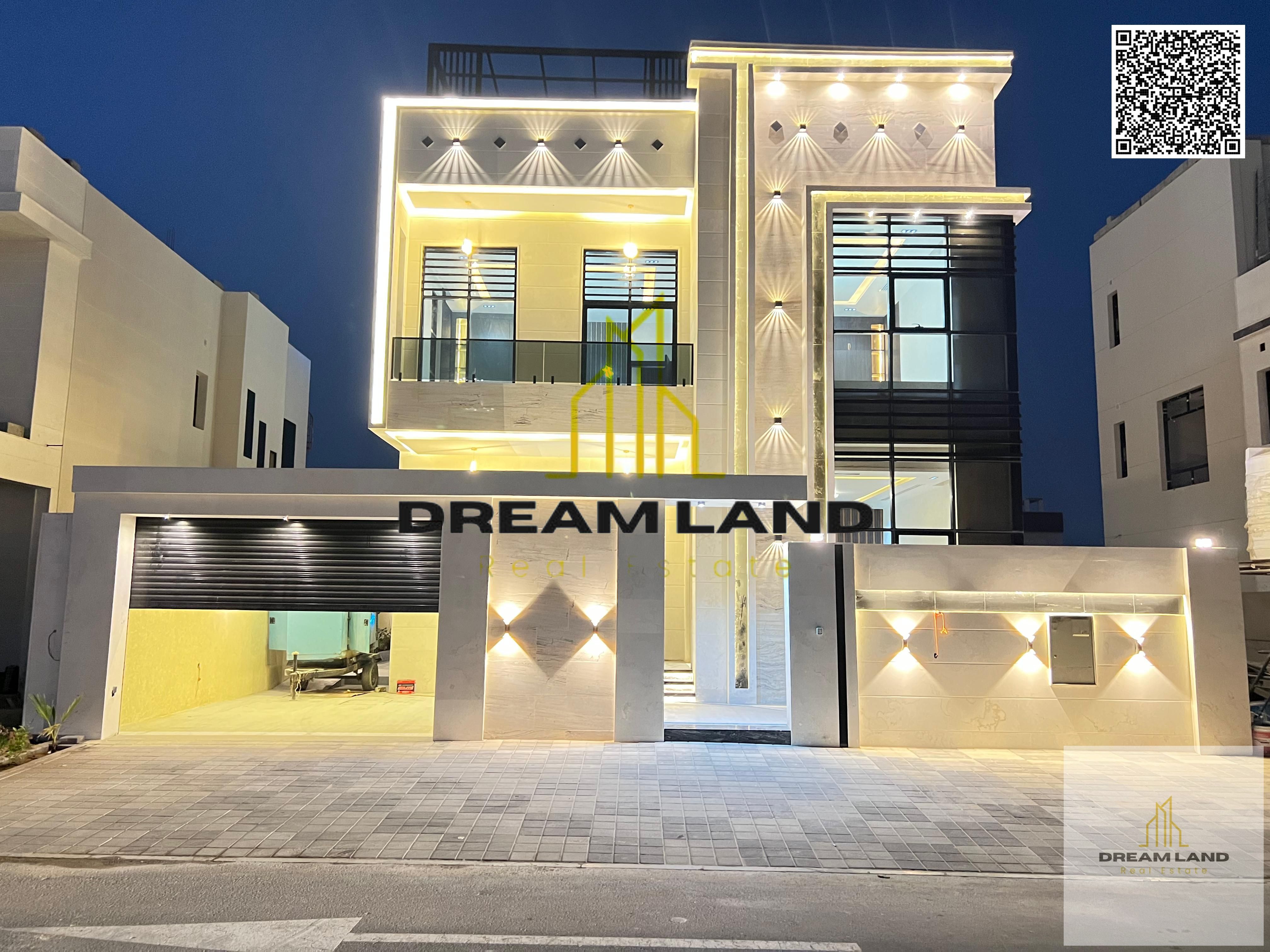 Villa for sale in Al Zahia - Ajman Two floors + roof 5 master bedrooms | Council and hall Kitchen + maid's room monsters | Fees and air conditioning i
