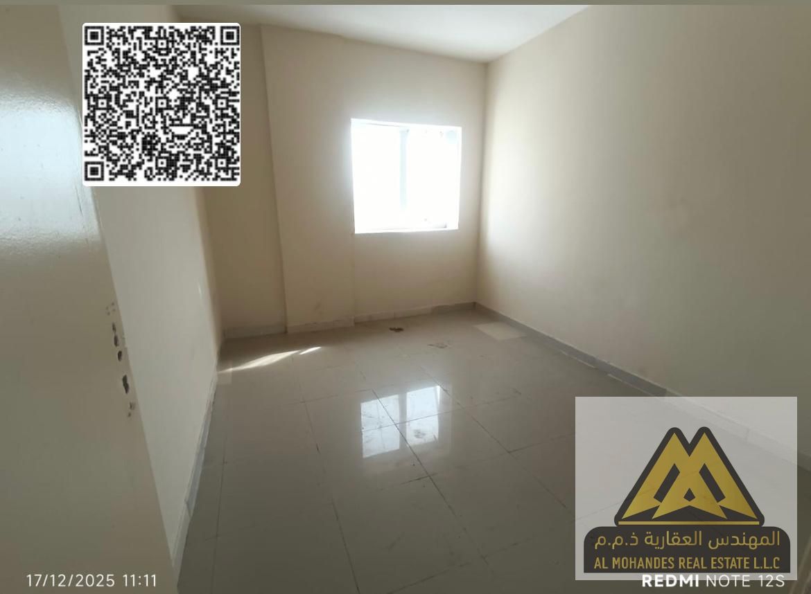 Available now for annual rent in Ajman 3-bedroom apartment with living room in Al Nuaimiya area, next to Afghan Kebab