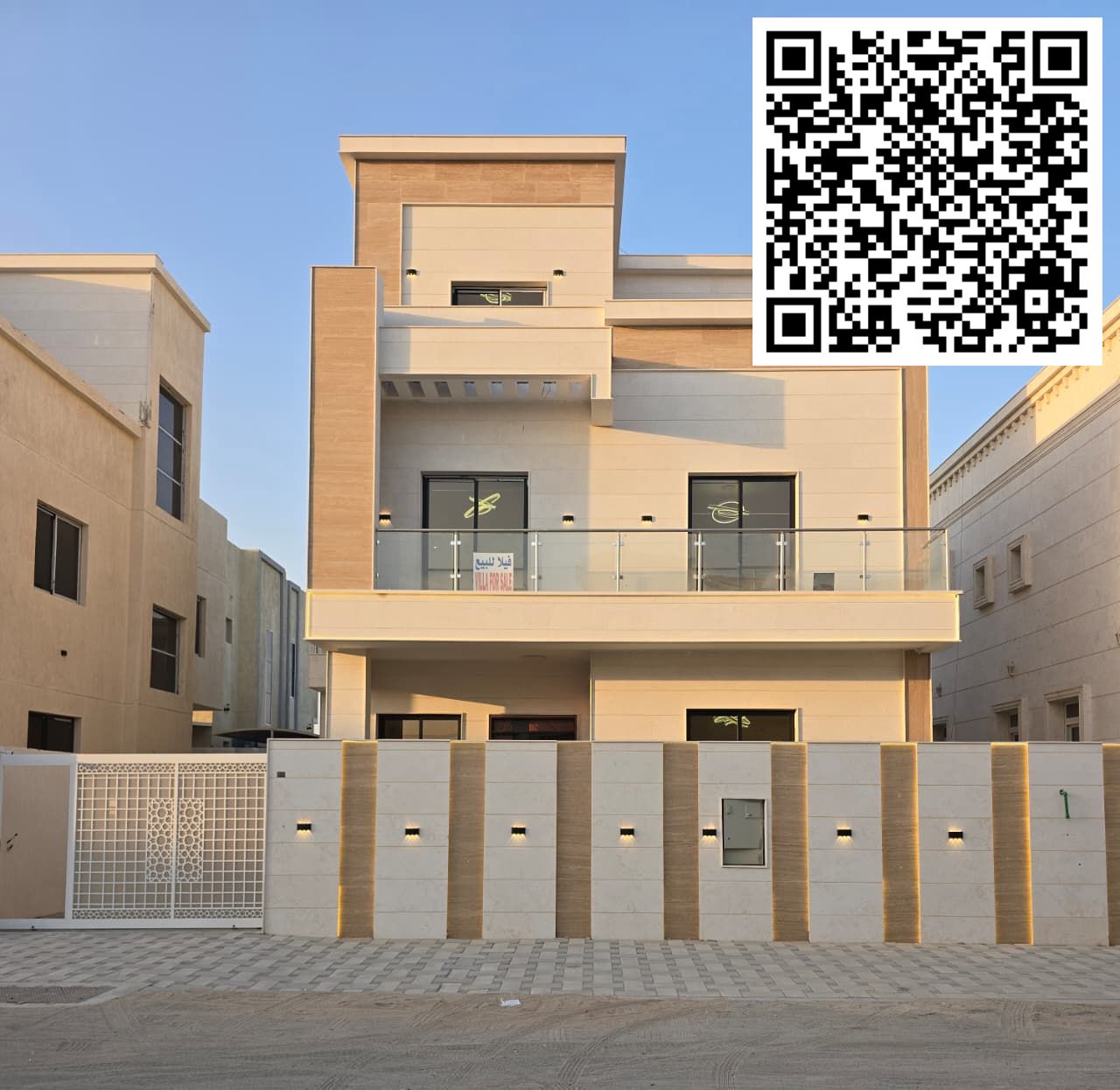 Modern villa for sale in Al Yasmeen, opposite the mosque | 5 master bedrooms | Roof with outdoor seating area | Near Al Rahmaniya, Sharjah