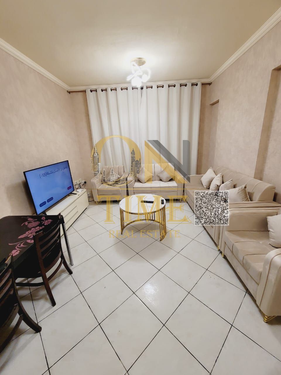 A very luxurious apartment, first occupancy, prime location near the Corniche, services, and Sharjah exit, for monthly rent including bills and net