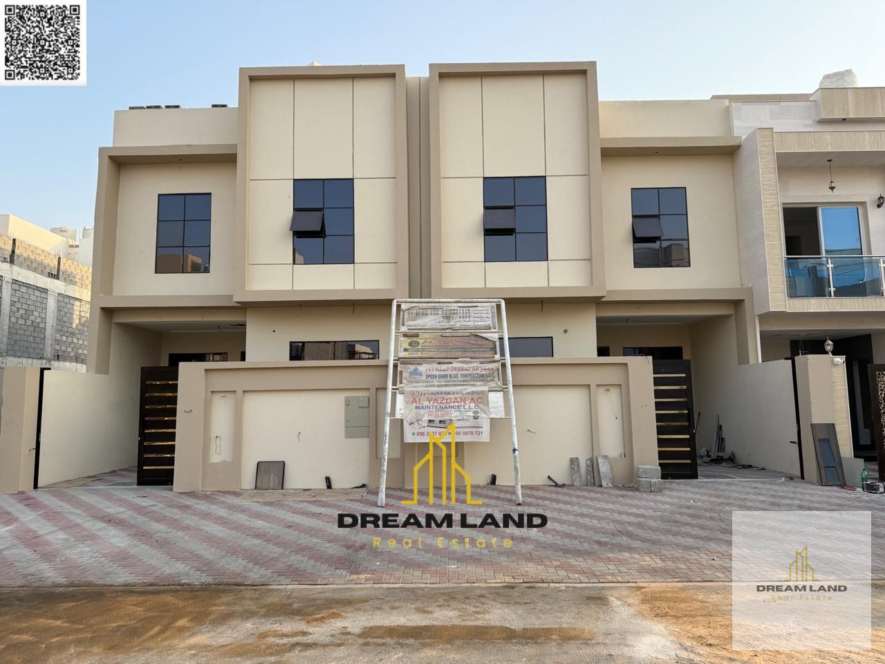 Ready-to-move townhouse – 3 master BRs + 2 living rooms in Al Yasmin, registration & central AC included.