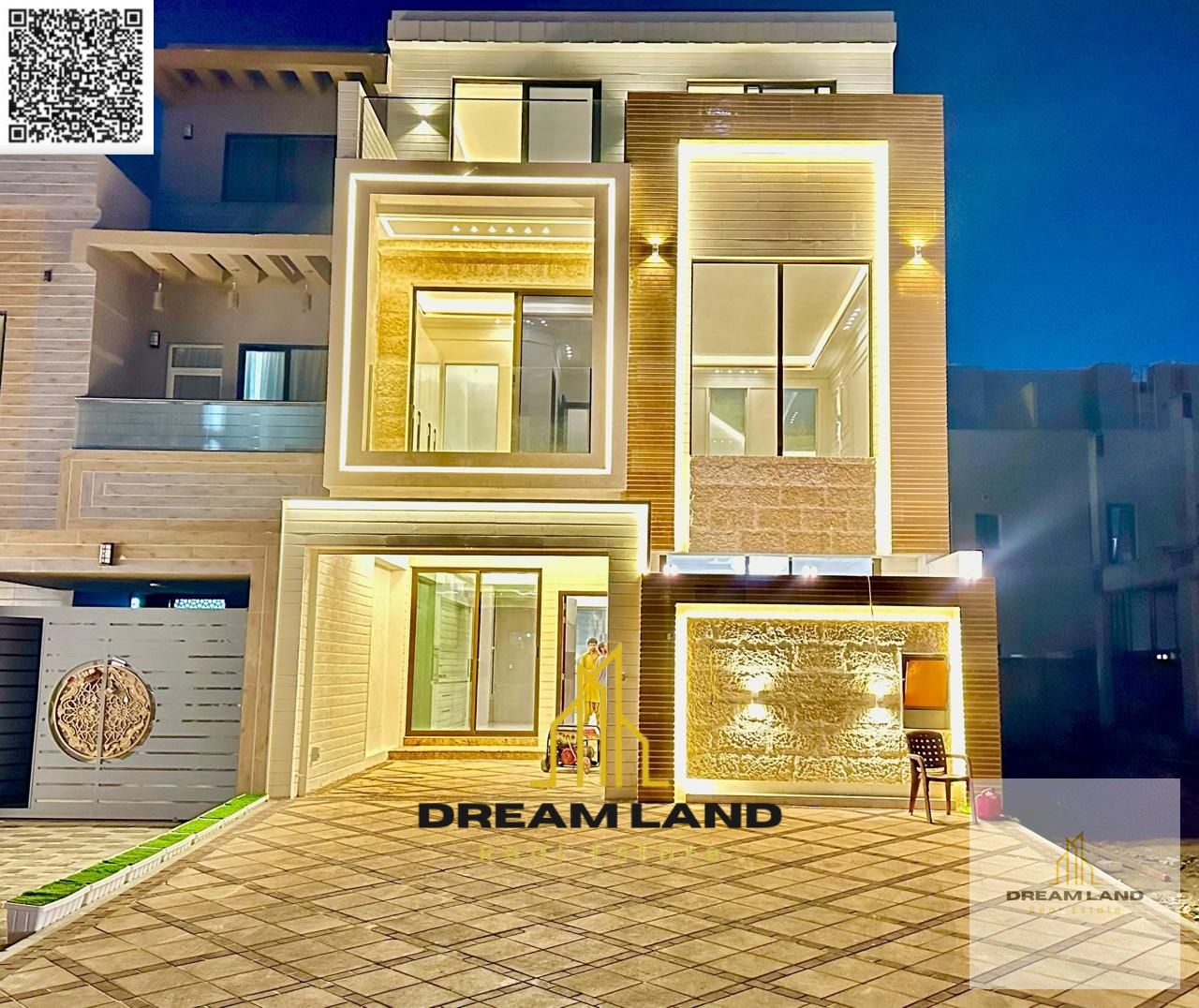 Registration included – Luxury 3-floor townhouse with rooftop and 4 master bedrooms in Al Yasmeen, elegant finishing, ready to move in.