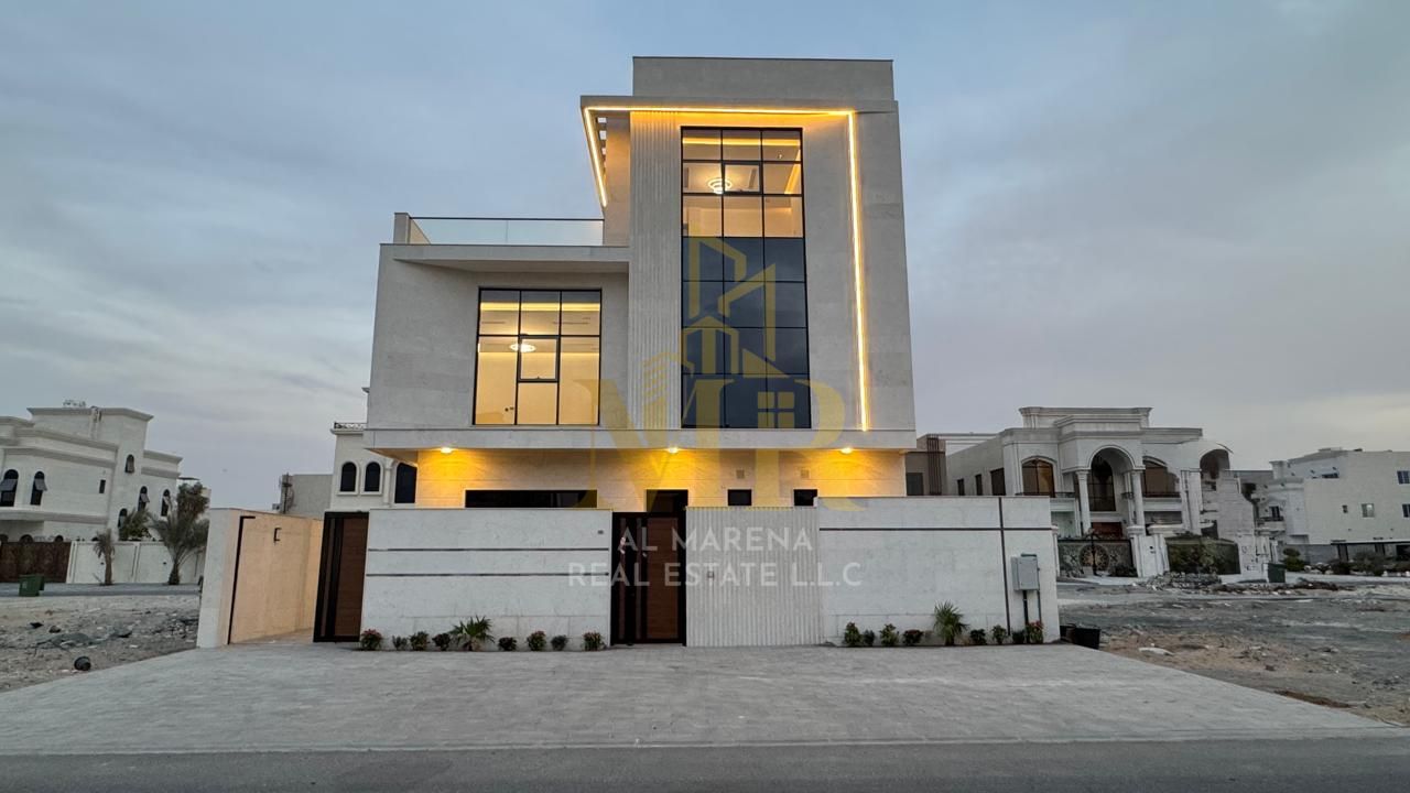 Luxury Corner Villa on Two Streets in Al Alia – Ajman | 2 Floors + Roof | 5 Master Bedrooms | Elevator | Modern Kitchen | All-Inclusive Price