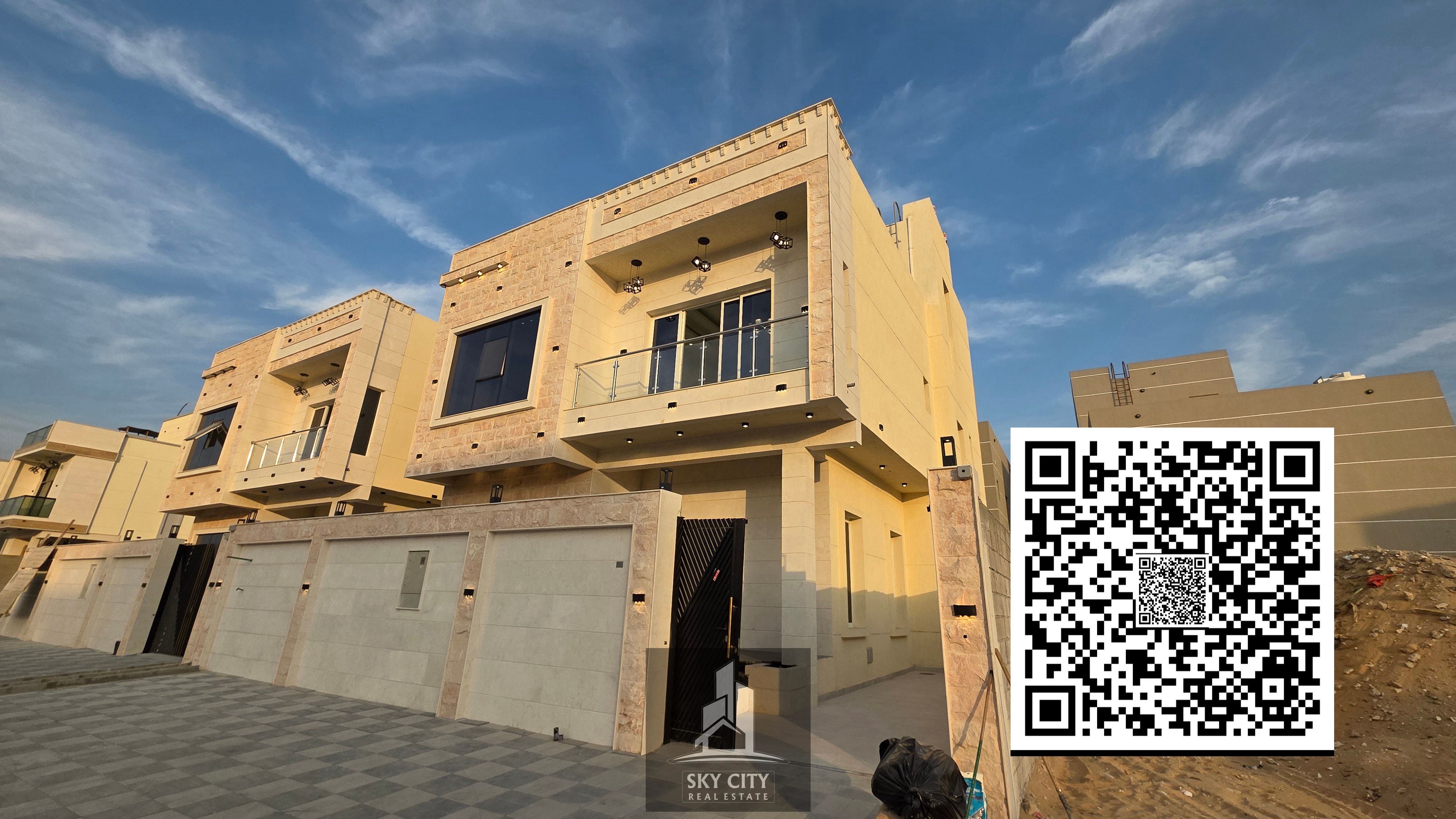 Villa in Al Yasmin, two floors and a roof, modern design, including registration and ownership fees