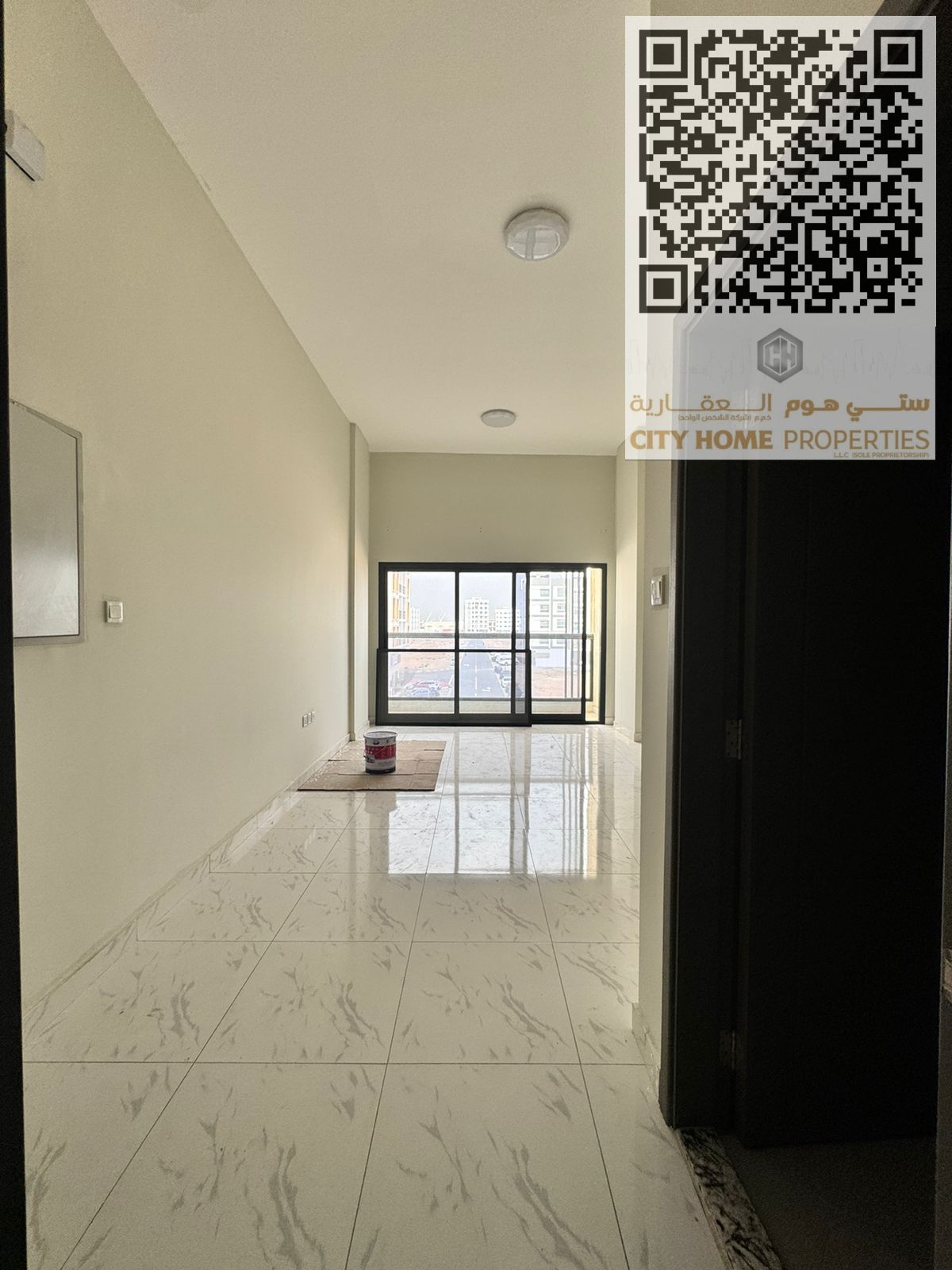 A spacious 1 bedroom hall apartment is available for rent in Al Jurf 3, located in a new family building in a prime residential area. The apartment is