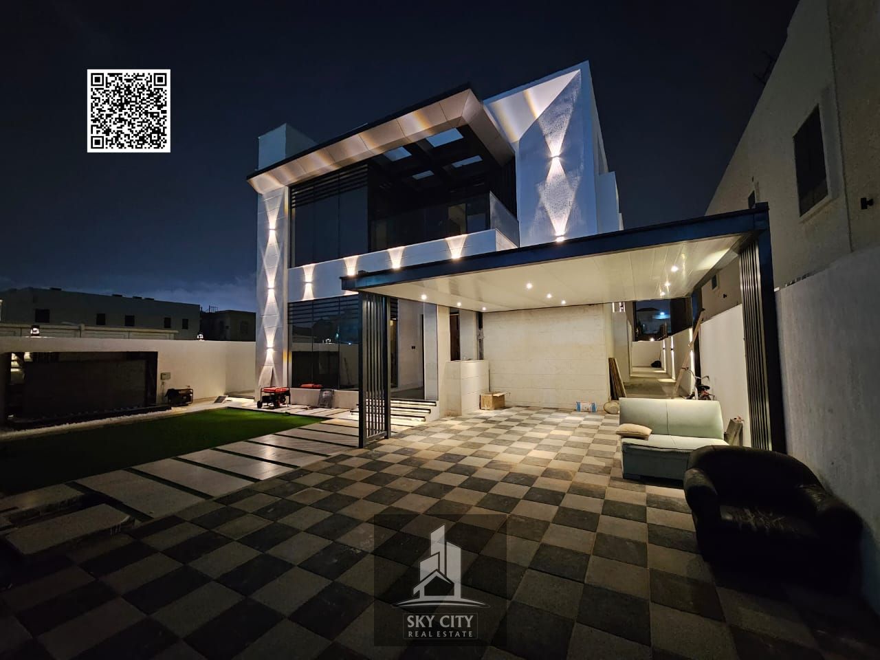 Luxury Modern Villa, 5000 sq ft with Garden, Behind Ajman Academy. Price includes air conditioning and is negotiable.