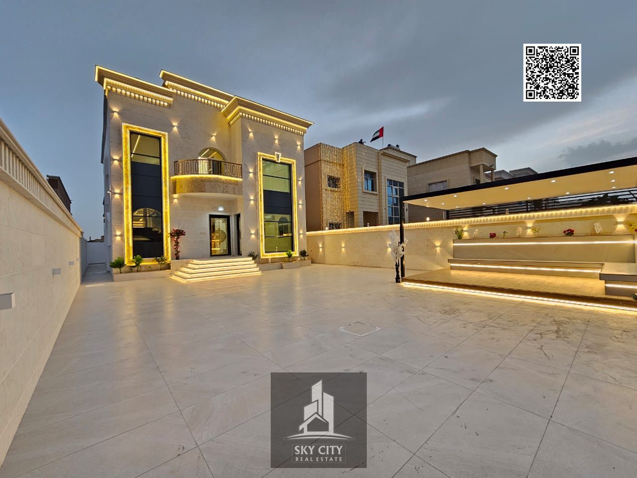 A modern luxury villa, 5,000 sq ft, with a garden. The price includes water, electricity, and air conditioning, and is negotiable.