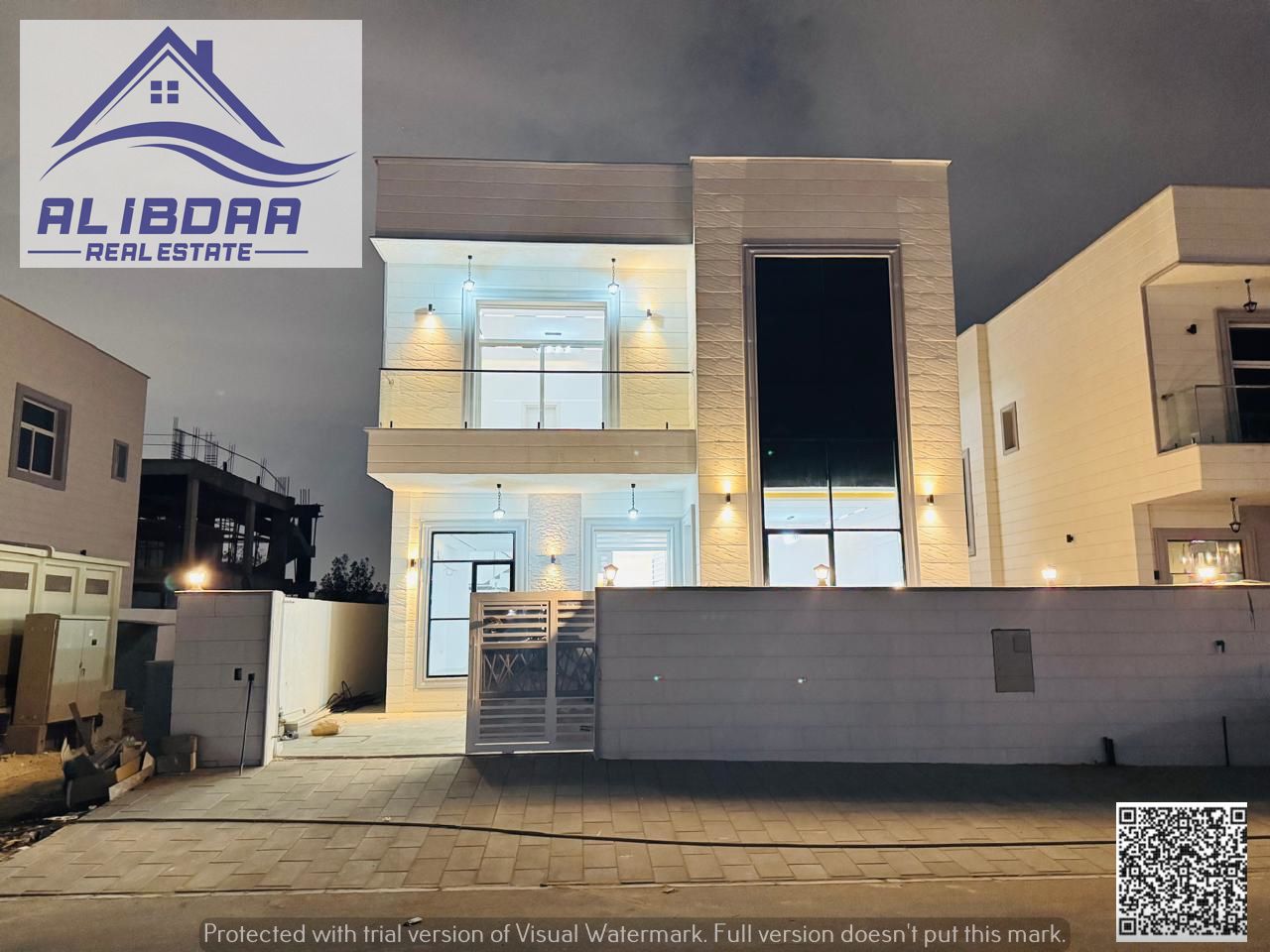 Luxury villa in Al Zahia, two floors with a patio, freehold for all nationalities. Includes registration, ownership, and air conditioning fees