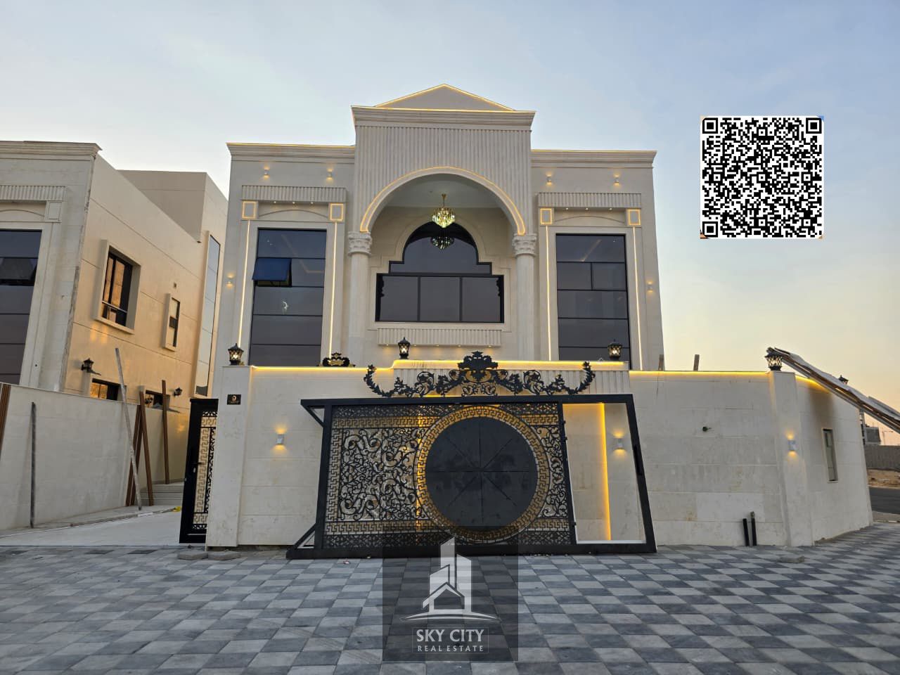 Located 15 kilometers from Sharjah and 25 kilometers from Dubai, this property is for sale directly from the owner. It includes a ground floor, first
