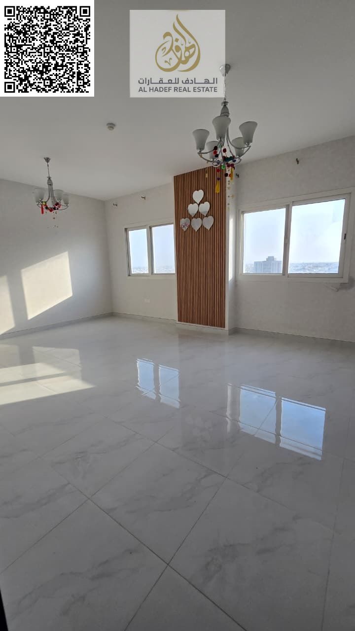Largest and most beautiful two-bedroom apartment in Al Jurf 3, with very spacious areas. For annual rent in Ajman. **Separate two-bedroom apartment