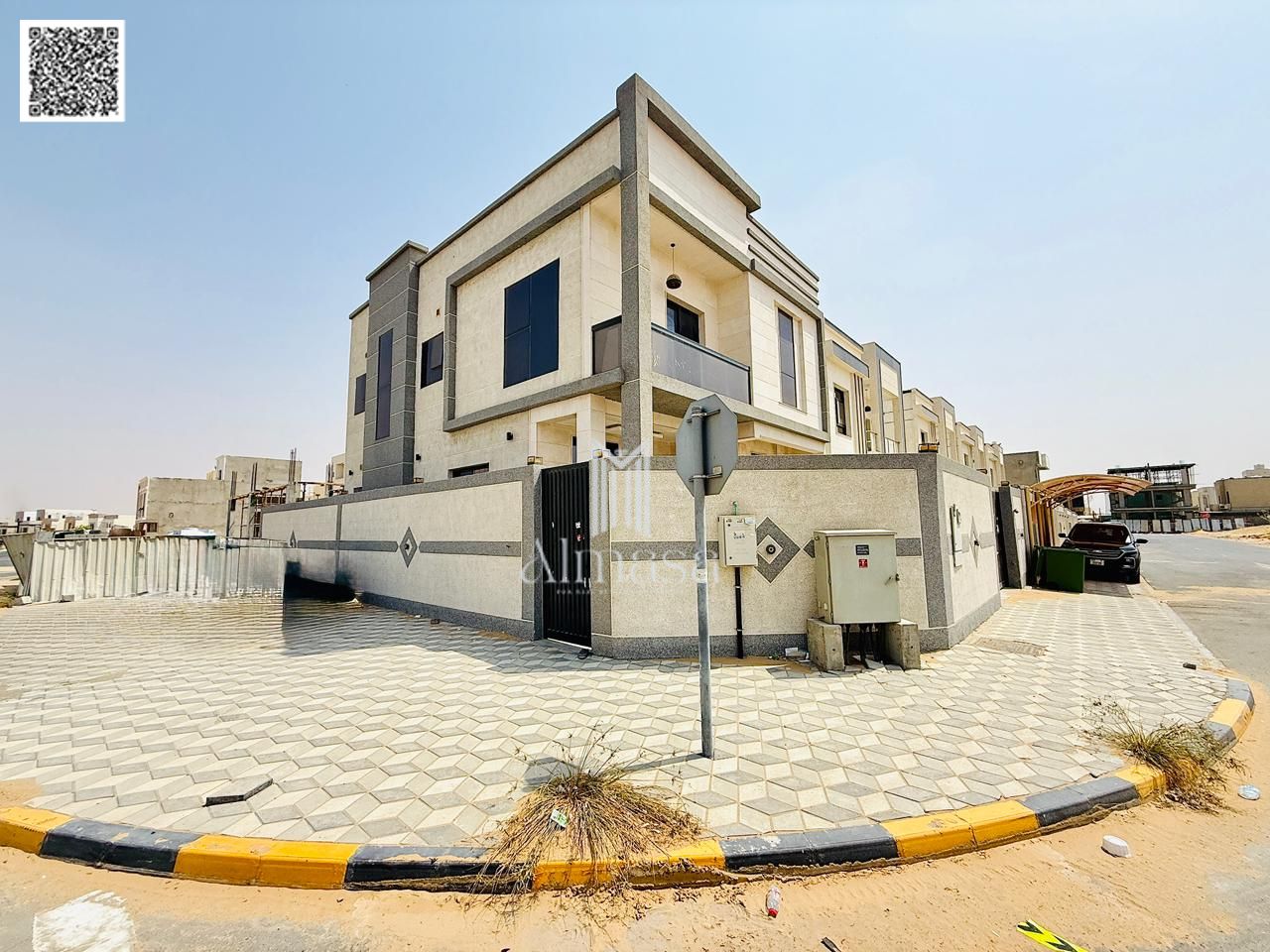 Corner villa for sale in Al Zahia, Ajman | 4 master bedrooms | At a great price, negotiable | Close to services and the main road | Includes water, el