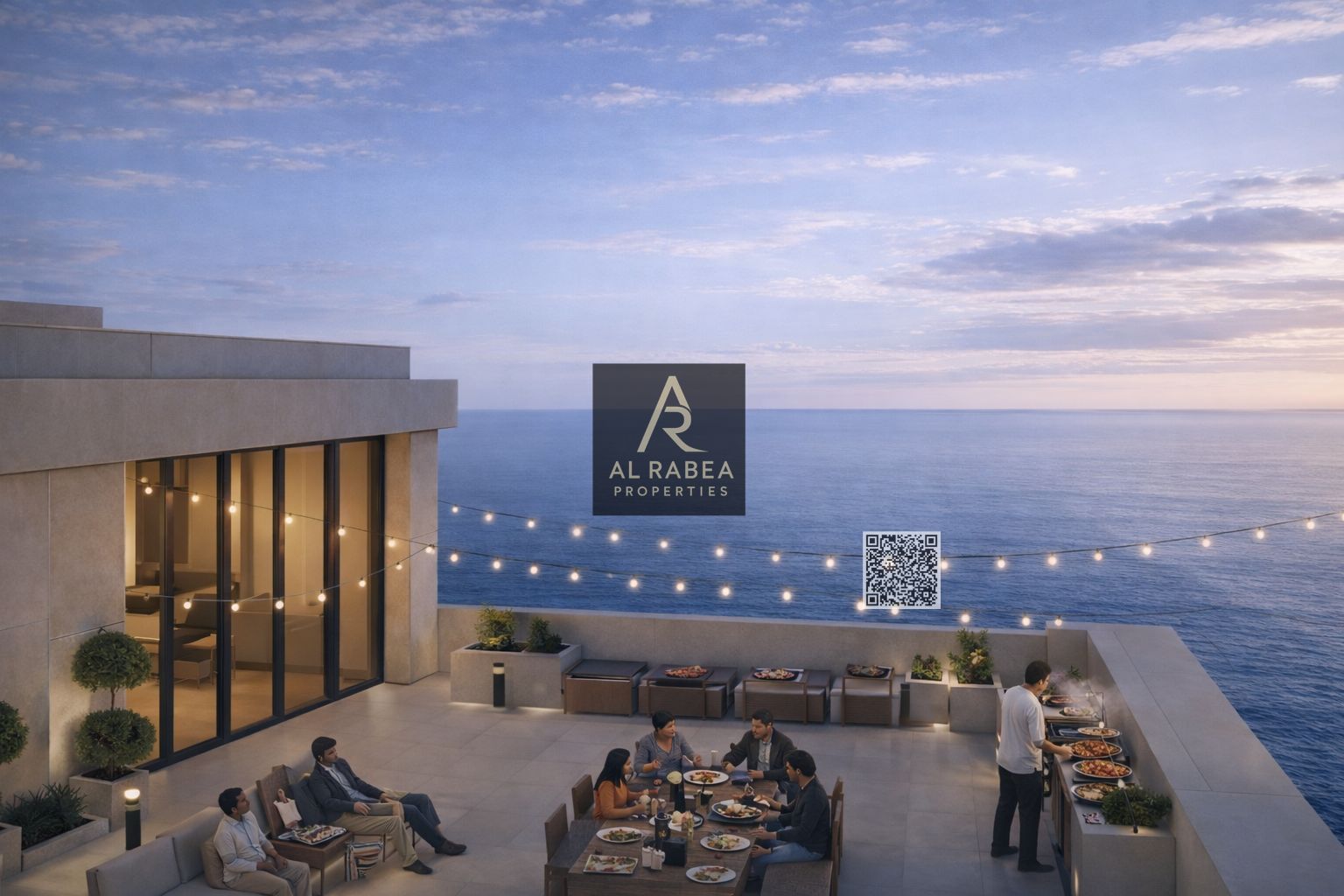 Residential apartments with full sea view starting with a down payment of AED 29,000, with no commission or registration fees, freehold ownership.