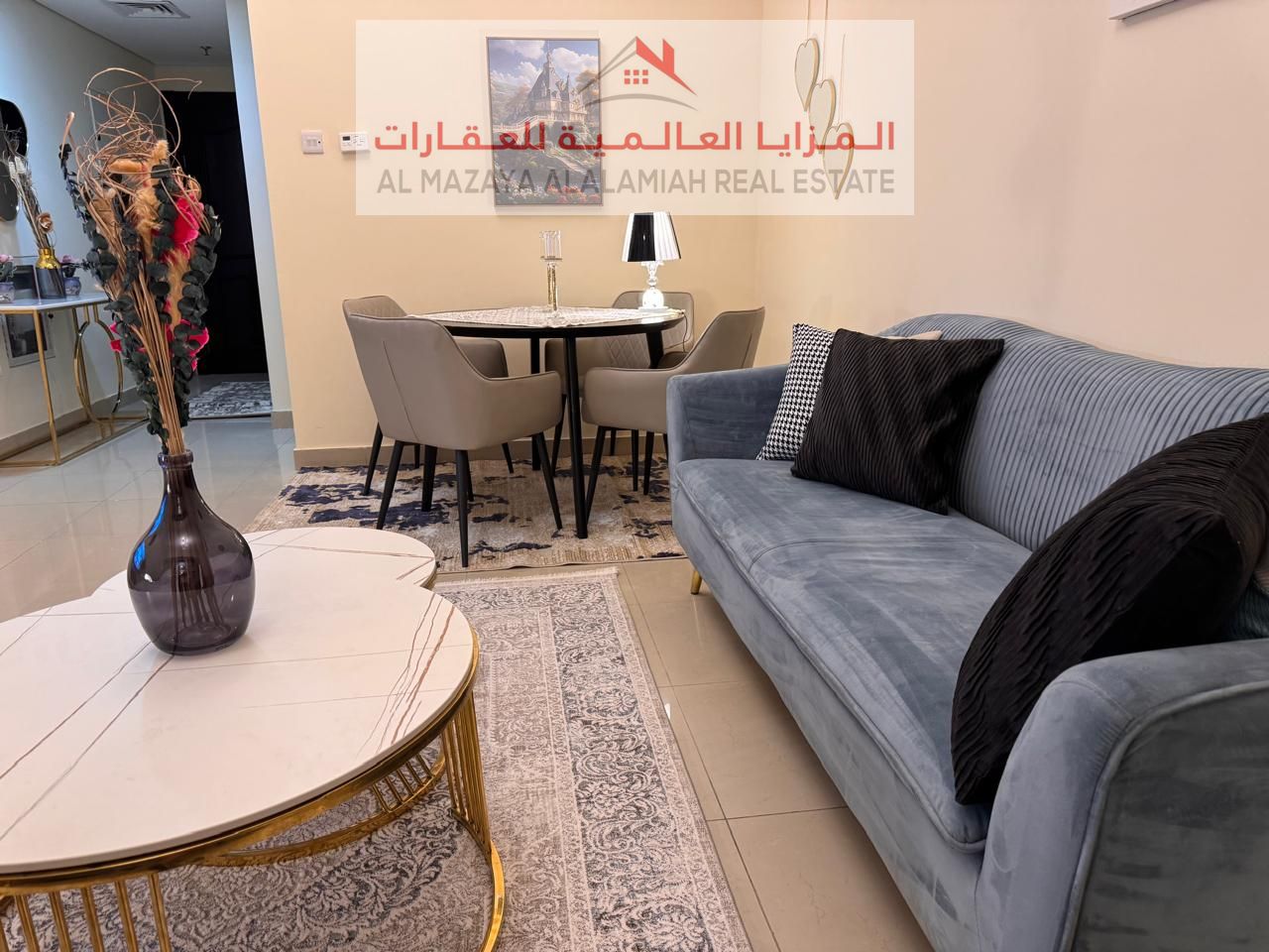 for rent monthly A fully furnished One-bedroom Two-bathroom apartment in Al Taawun 1