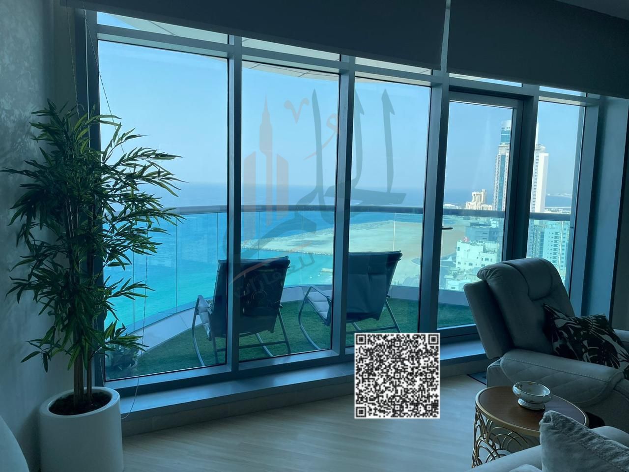Luxury opportunity to own a two-bedroom apartment with a living room and stunning sea view in Corniche Residence with high-end furnishings, cash payme
