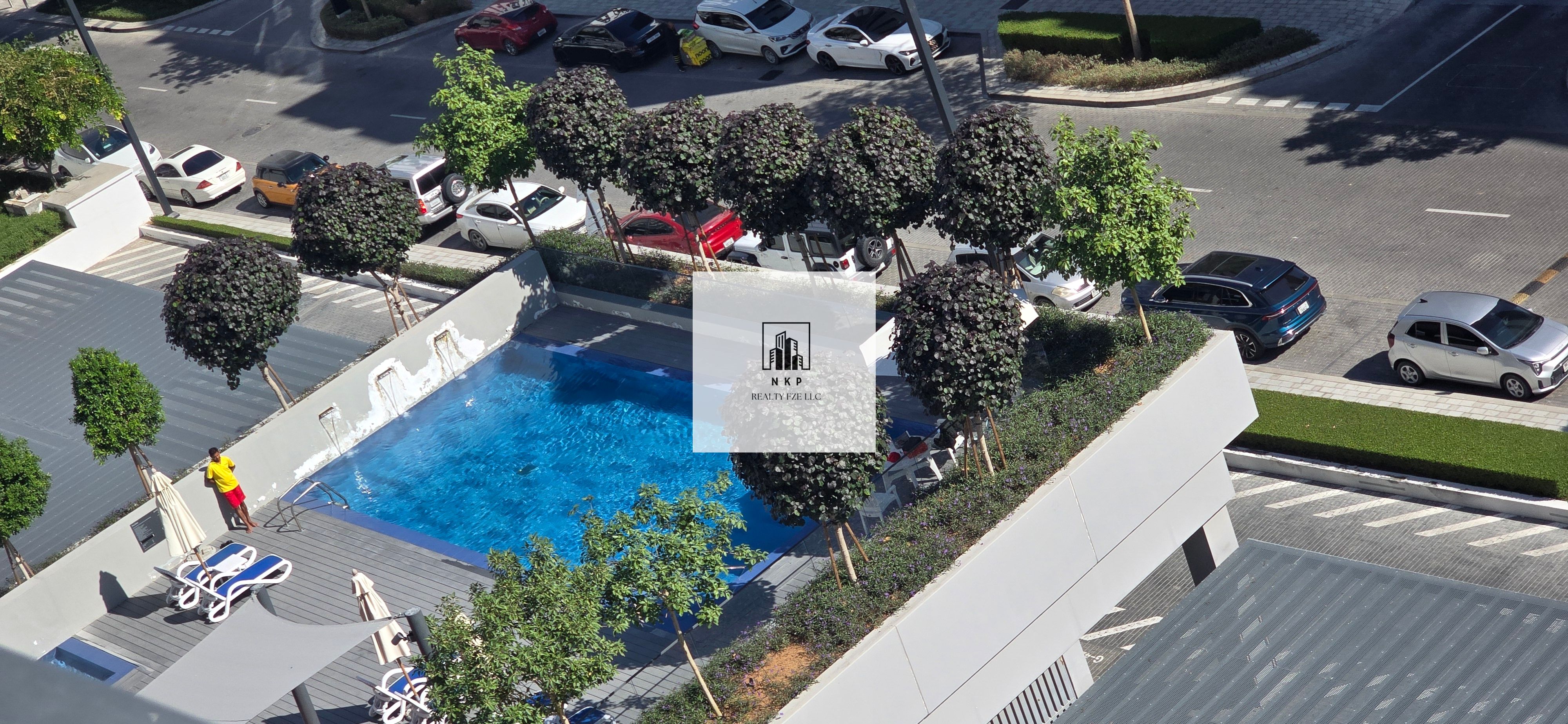 Spacious luxurious lush fully furnished 1bhk apartment with balcony and 2 bathroom pool view