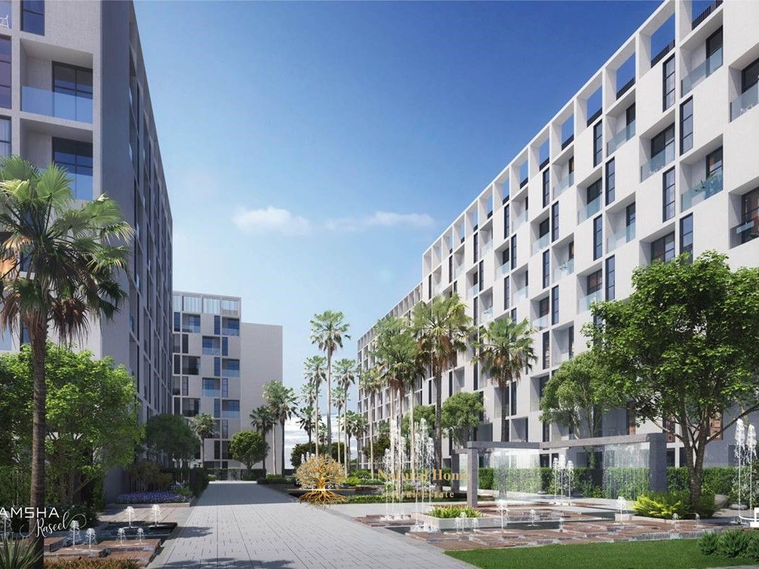 Experience luxury in the finest pedestrian destination: Two bedrooms and a lounge in "Al Mamsha" (Sharjah), hotel services, competitive price, and a s