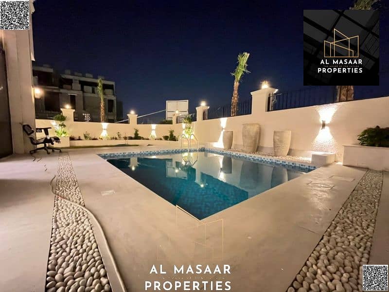 A luxurious villa with a modern design, high-end finishes, a garden, and a private pool. The price includes electricity, water, and air conditioning.