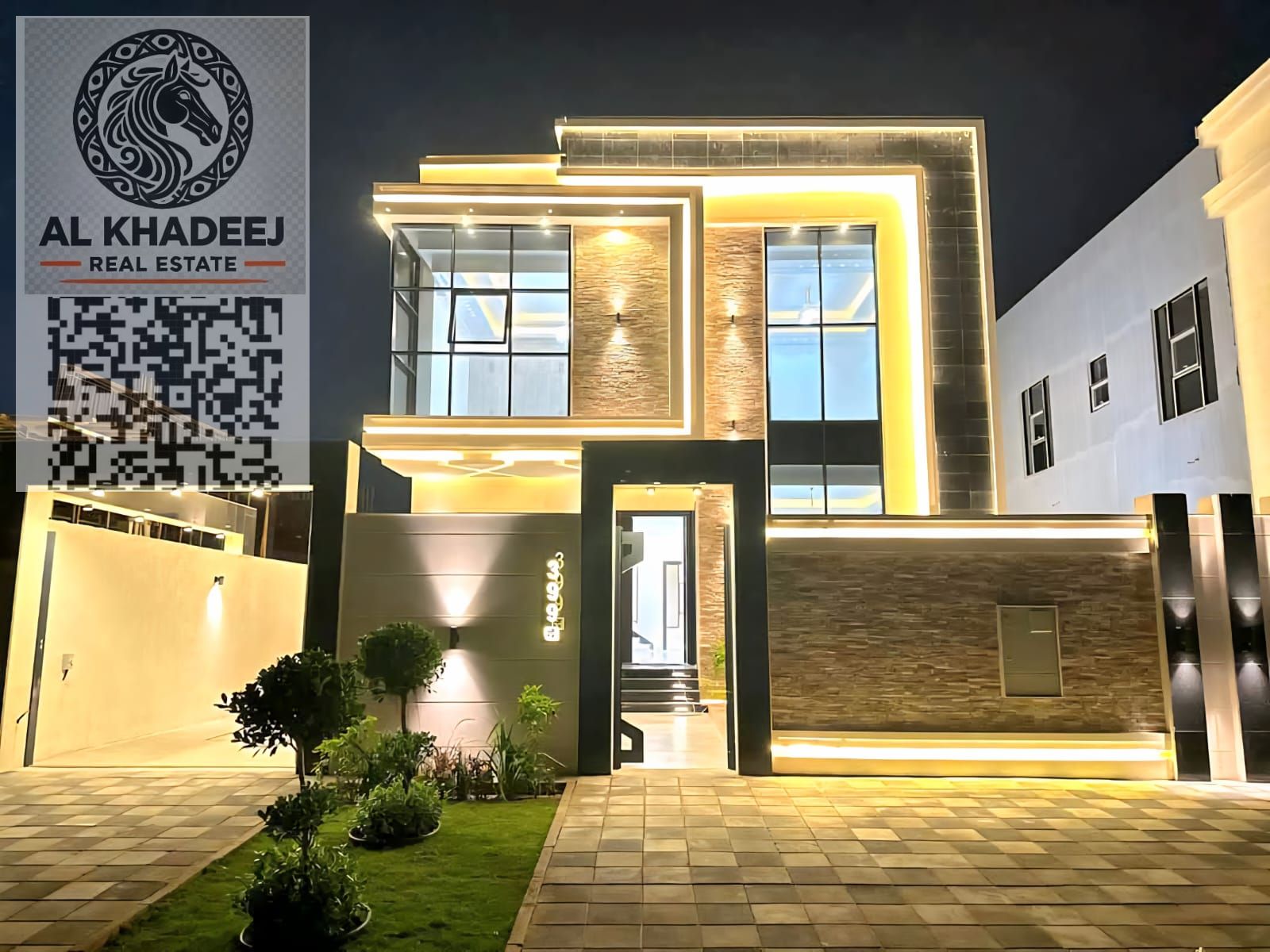 Best price luxury villa with pool in a prime strategic location in Al Yasmin area, Ajman, directly behind the park and close to all services.