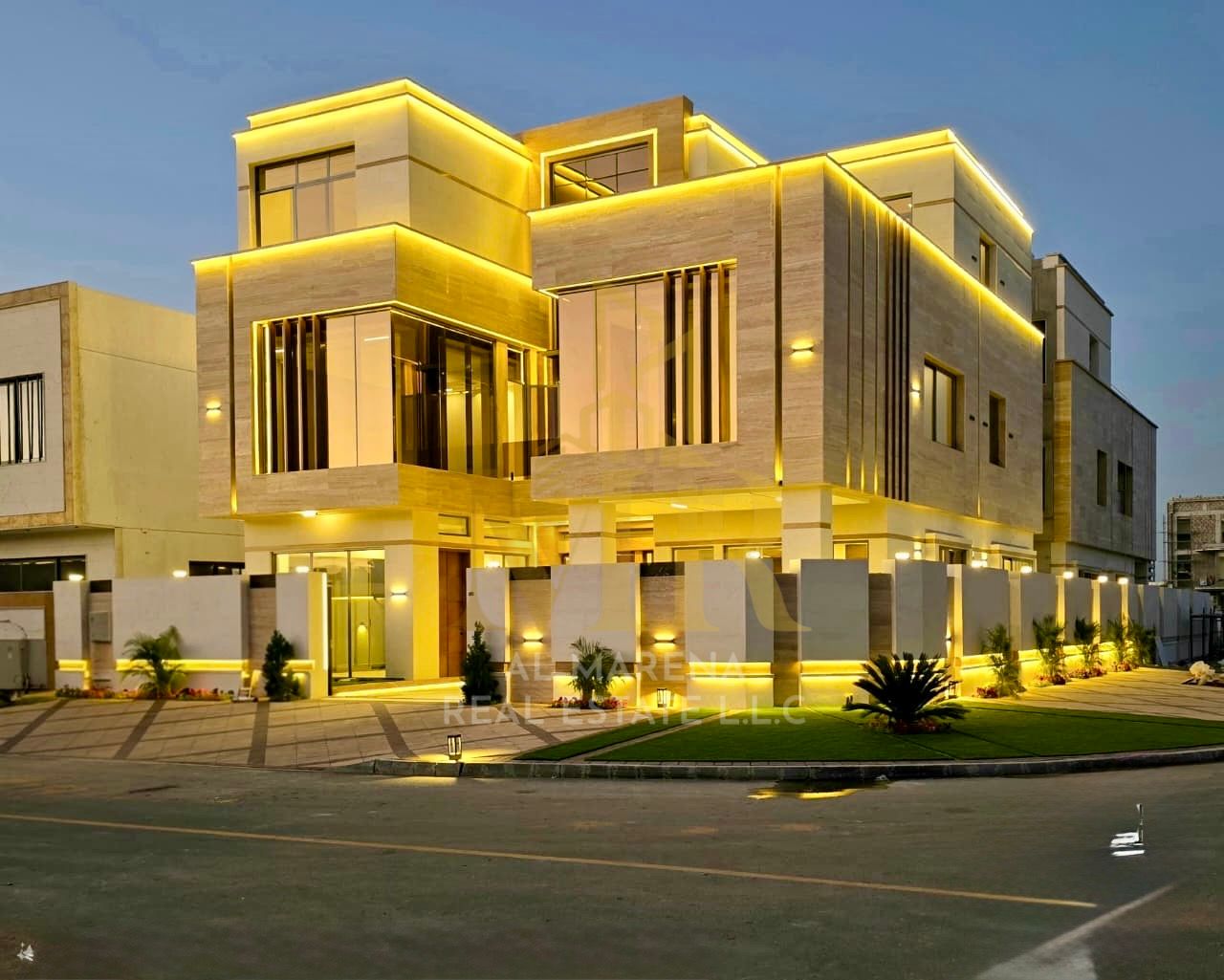 Distinctive luxury villa for sale in Al Yasmeen in a prime location behind the park, with a private pool, internal elevator, premium finishing, and an all-inclusive price