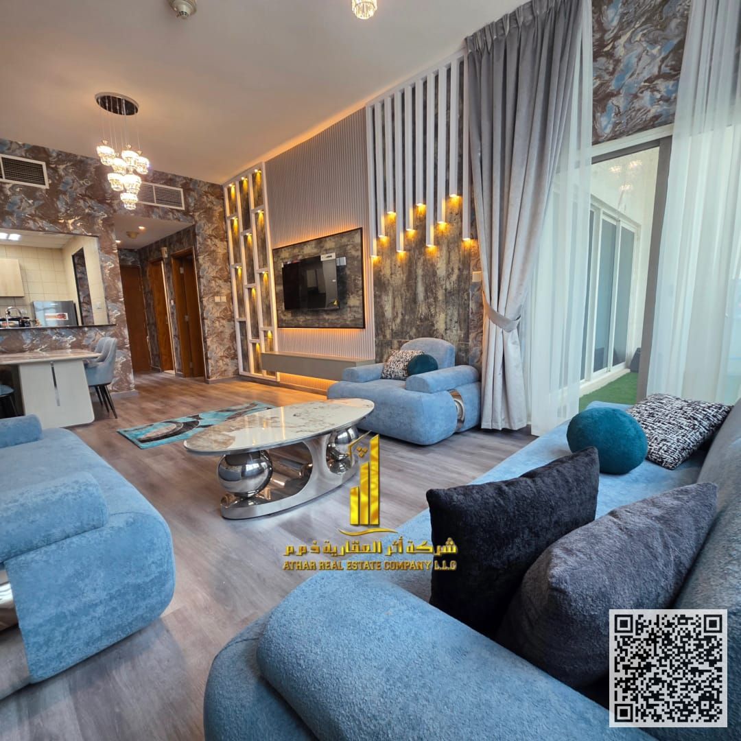 One-bedroom apartment (first occupancy), fully furnished with new furniture, for monthly rent in Ajman - Al Rashidiya 3 - Ajman One Towers