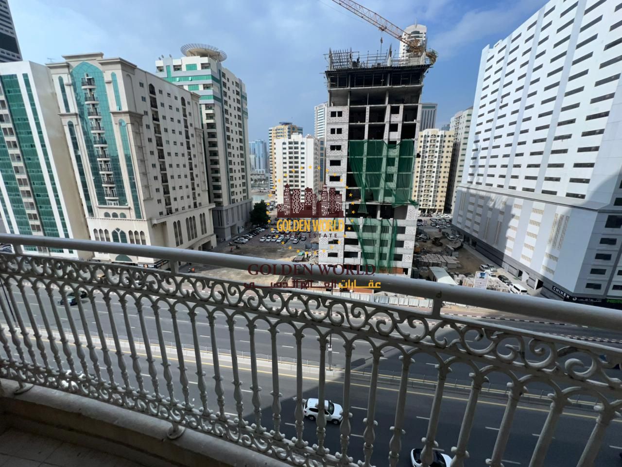 Two-bedroom apartment in Al Nahda Sharjah with balcony, open view, master bedroom, built-in wardrobes, delivered after full maintenance.