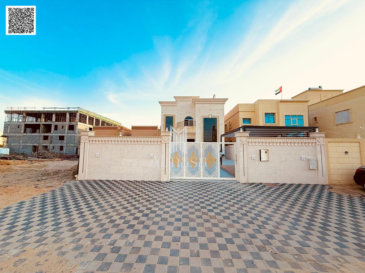 Luxury villa for sale in Al Muwaihat 1 Ajman with a plot size of 5000 sq ft and a built-up area of 5000 sq ft designed to provide maximum comfort