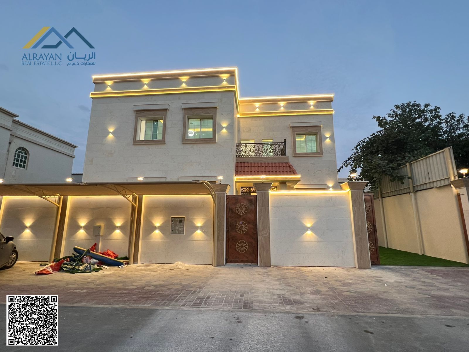 Villa in Al Rawda, Ajman, next to the mosque, near the Saudi German Hospital and all services, including electricity, water, and air conditioning.