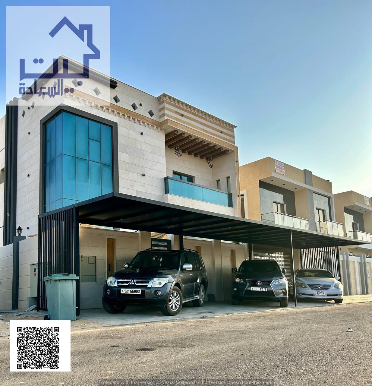 Villa for rent in Al Yasmin area, first occupancy, ready to move in. It consists of two floors, ground and first floors, unfurnished, with a majlis an