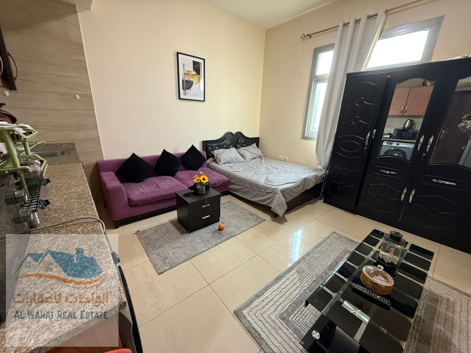 Studio apartment for rent in Al Nakheel, near Ajman Corniche and Ajman Museum. Monthly rent is AED 2900 inclusive of all bills. Security deposit of AE