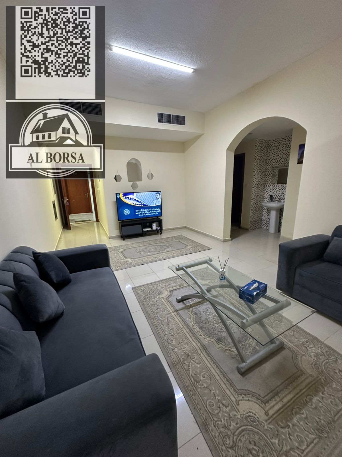 Furnished apartment for rent in Al Rawda 2, Ajman Price: AED 4,500 per month, including bills, internet, and maintenance Two bedrooms, living room