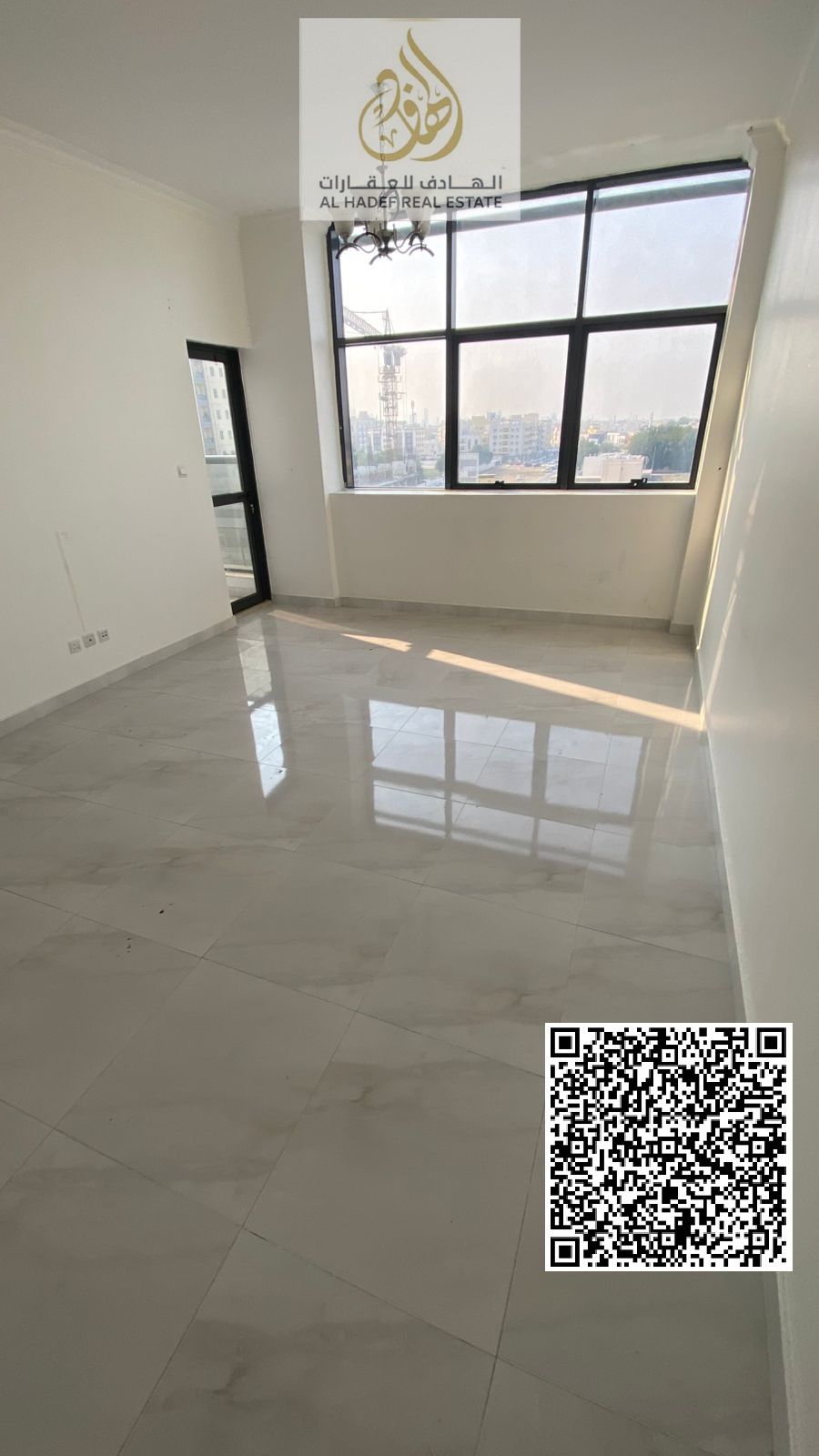 Two bedrooms, a living room, three bathrooms, open view, Al-Jarf 2, directly opposite the courthouse and university, with a gym, swimming pool, and pr