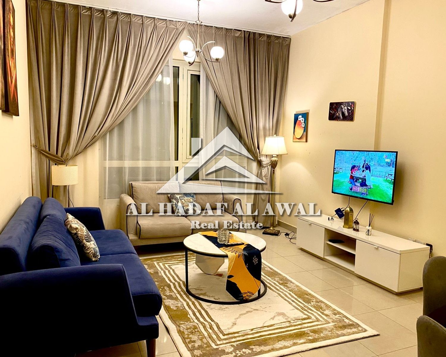 For monthly rent: One bedroom and living room in Al Khan area