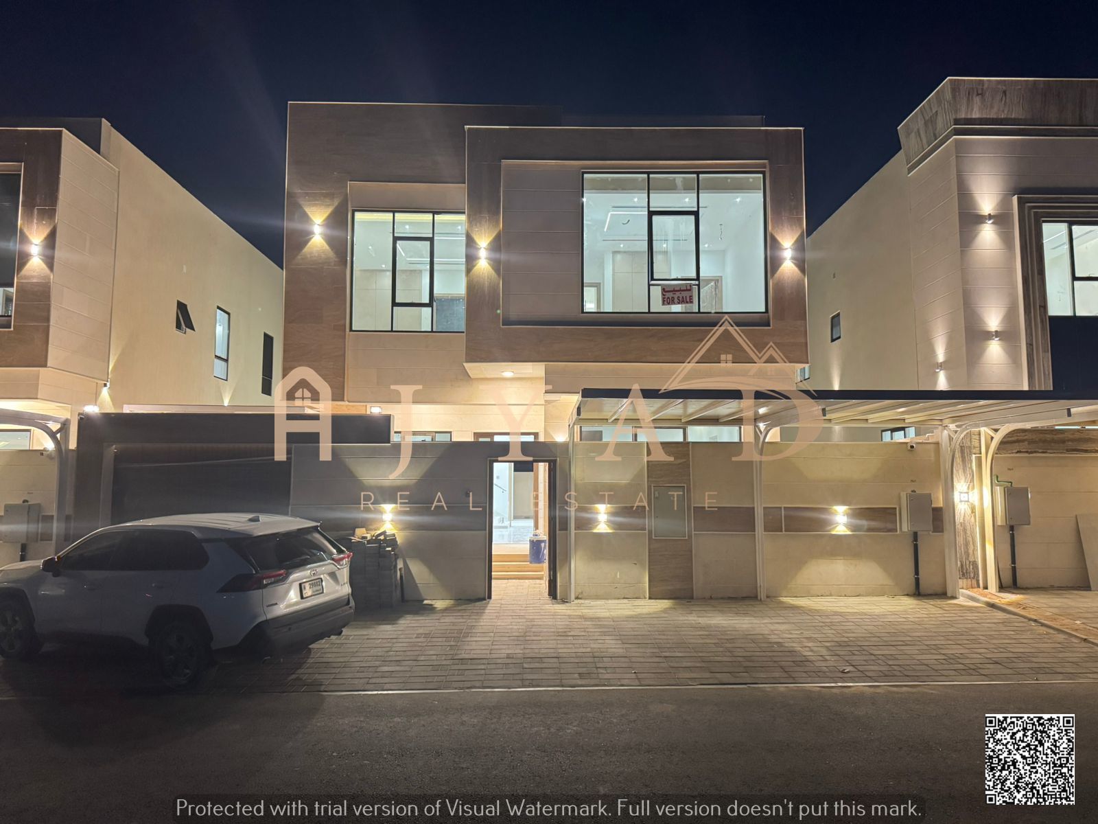 A villa for sale in Al Zahiyah, Ajman, including water, electricity, and air conditioning. Just one minute from Sheikh Mohammed Bin Zayed Road. Ready